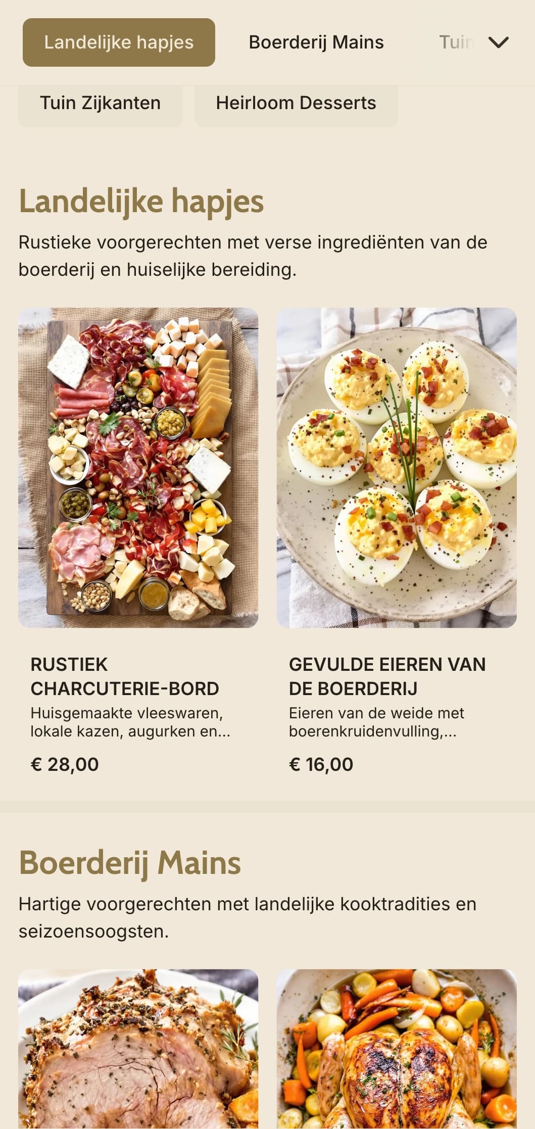 Gezonde catering van boerderij tot tafel met lokale seizoensingrediënten, service in familiestijl en landelijke charme voor landelijke feesten.