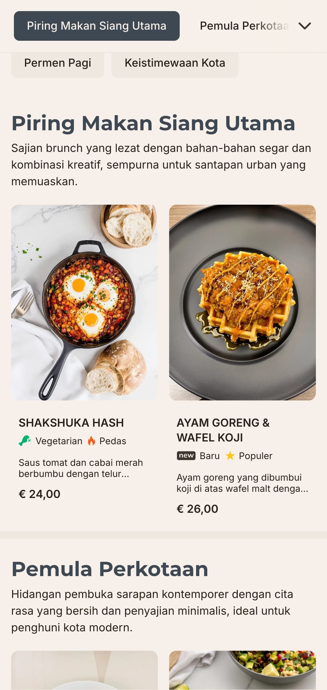 Templat brunch minimalis dengan garis-garis yang bersih dan tipografi modern, ideal untuk kafe urban kontemporer dengan estetika industri.