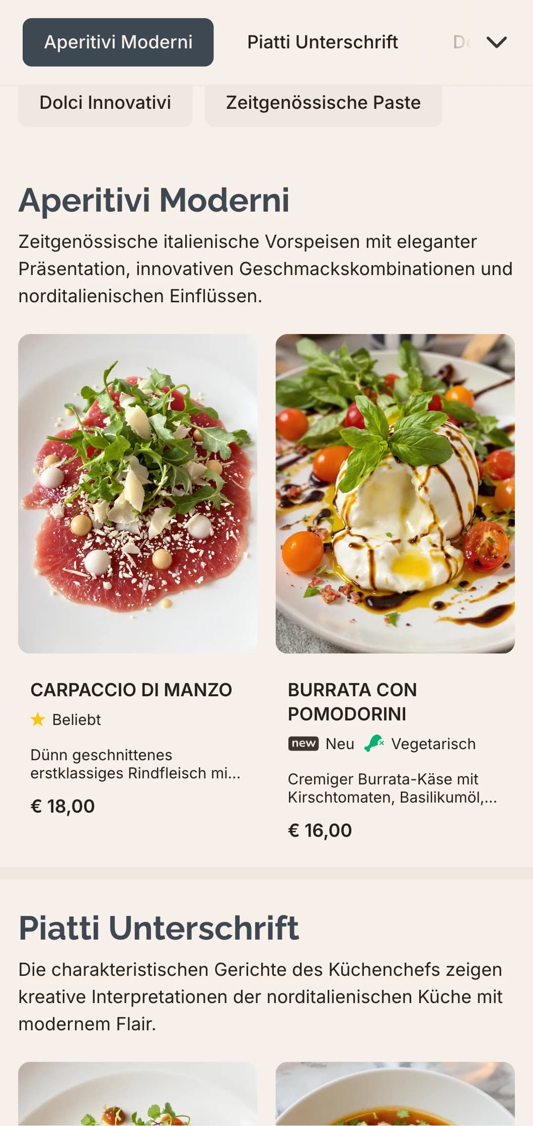 Zeitgenössisches Design mit schlichter Typografie und minimalistischen Elementen, die norditalienische Raffinesse und urbane Eleganz widerspiegeln.