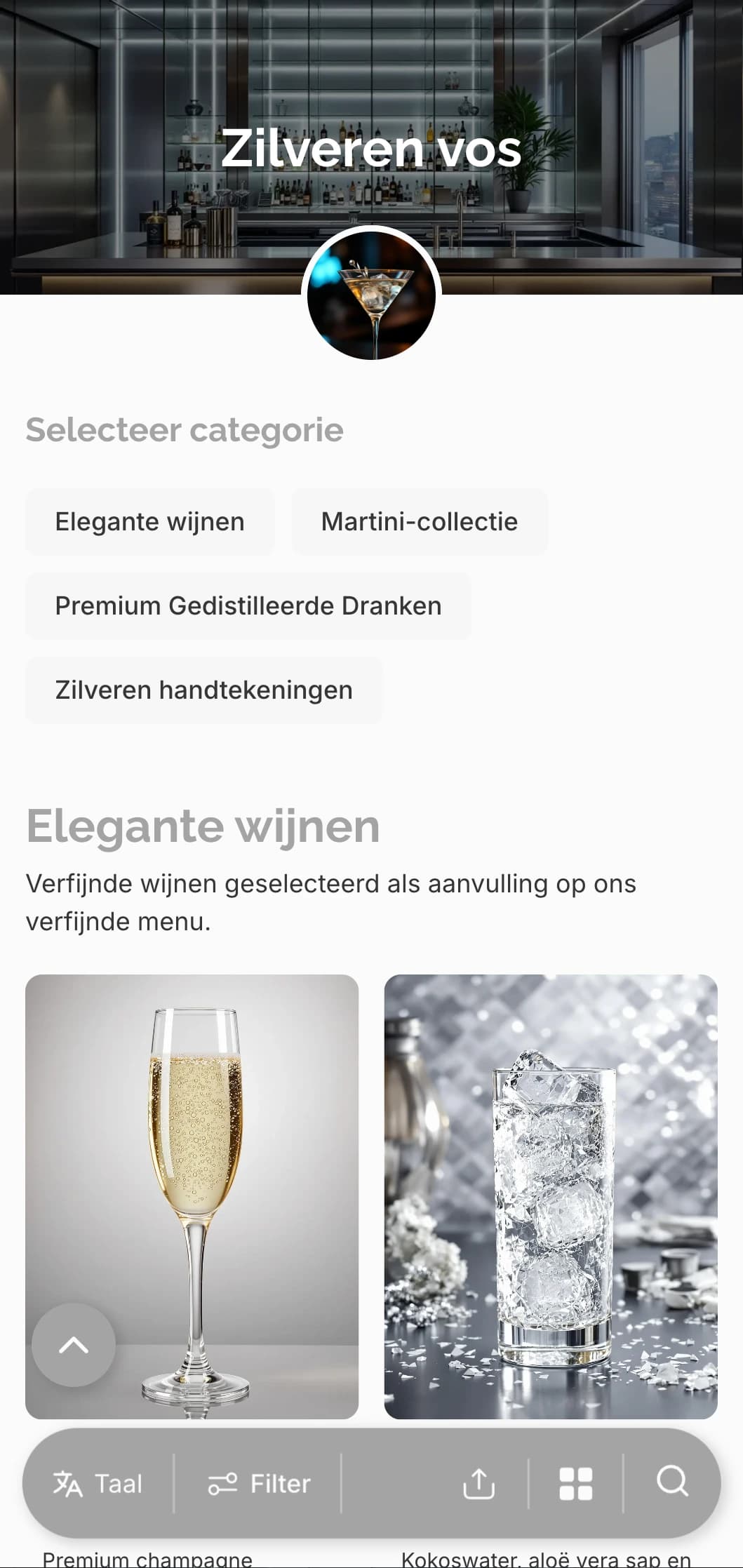 Cool zilvergrijs ontwerp voor chique martini bars en lounges.
