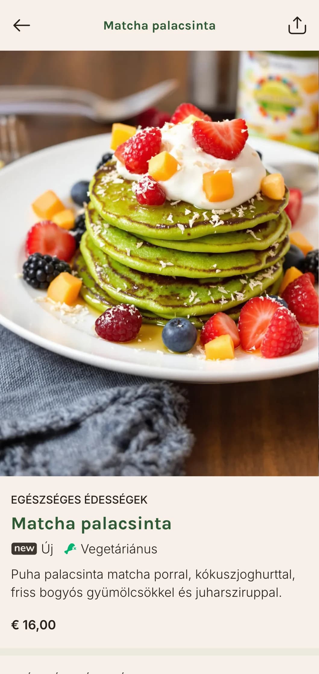 Friss, kortárs brunch sablon zöld akcentusokkal, egészségtudatos kávézók számára tervezve, növényi alapú menüválasztékkal.