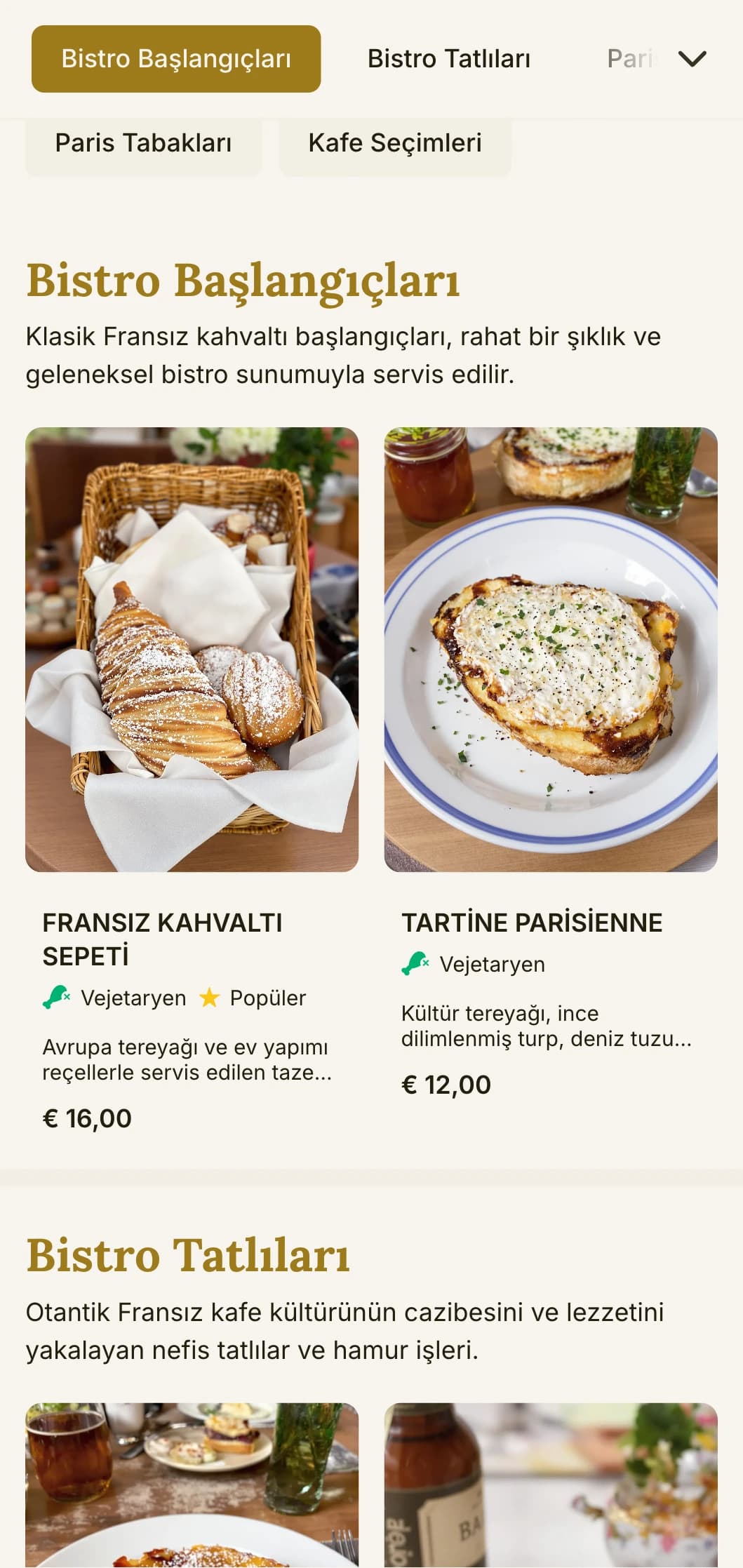 Klasik unsurlar içeren Fransız bistro esintili brunch şablonu, Avrupa tarzı kafeler ve gündelik fine dining için uygundur.