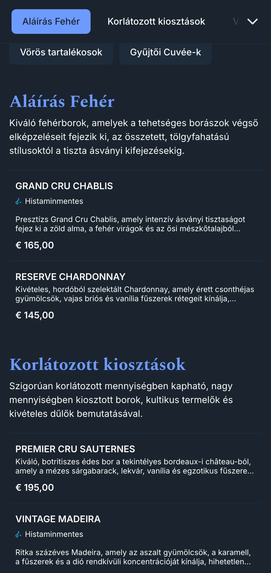 Mélyen kifinomult borlap sablon, feltűnő kék akcentusokkal tengerészkék háttérrel, ideális prémium borbárok és esti létesítmények számára.