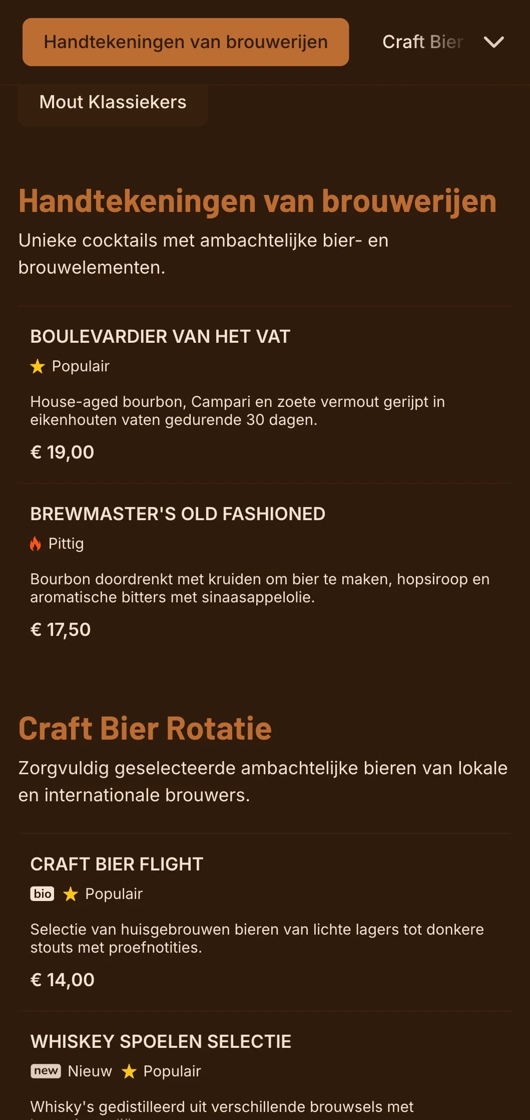 Warm oranje ontwerp met brouwelementen voor ambachtelijke bier- en cocktailgelegenheden.