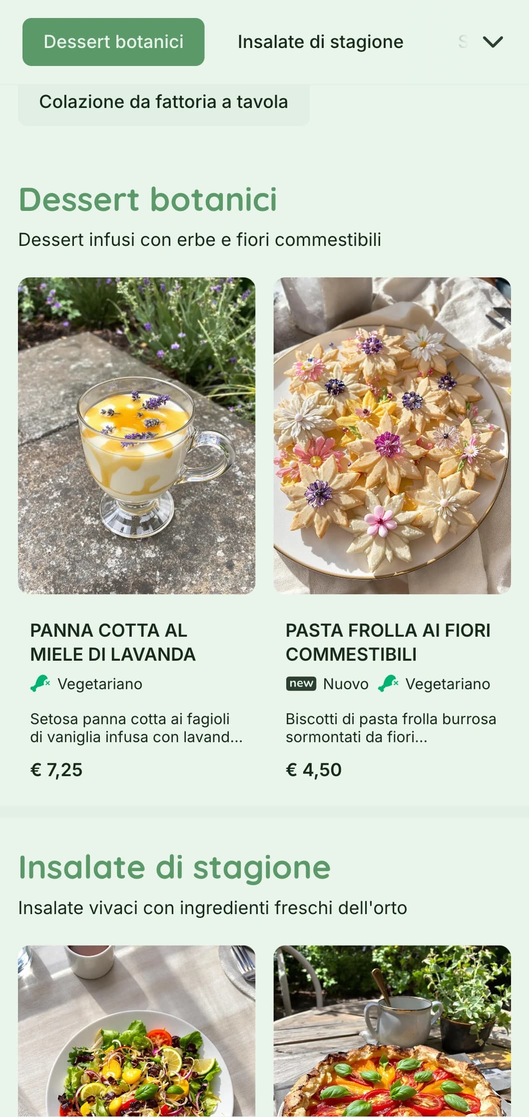 Design verde vibrante con elementi botanici per caffè in giardino e ristoranti biologici.