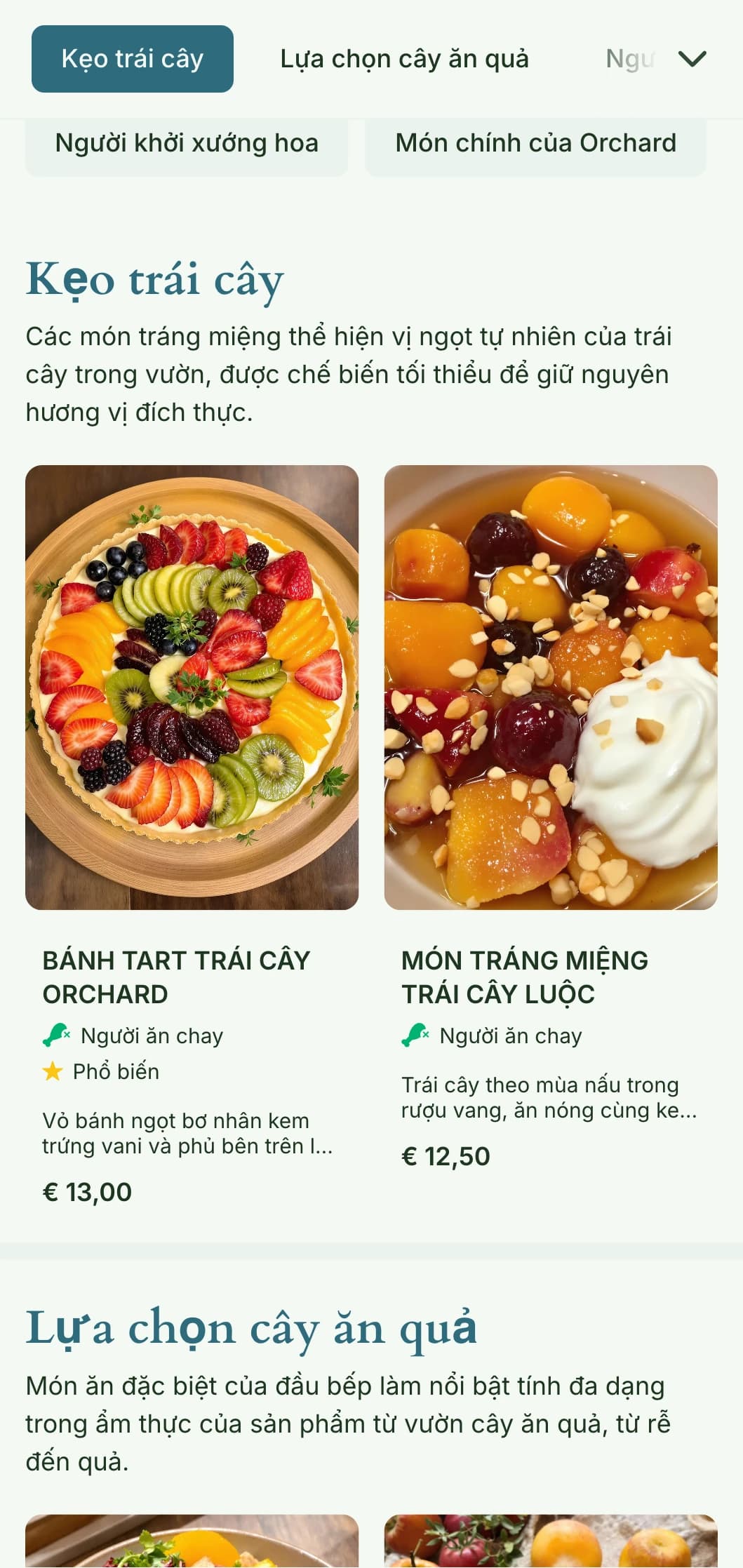 Thiết kế thực đơn bữa trưa lấy cảm hứng từ vườn cây ăn trái với các yếu tố theo mùa và sự phong phú tự nhiên, lý tưởng cho các nhà hàng sử dụng trái cây trên cây và các sản phẩm từ vườn cây ăn trái.
