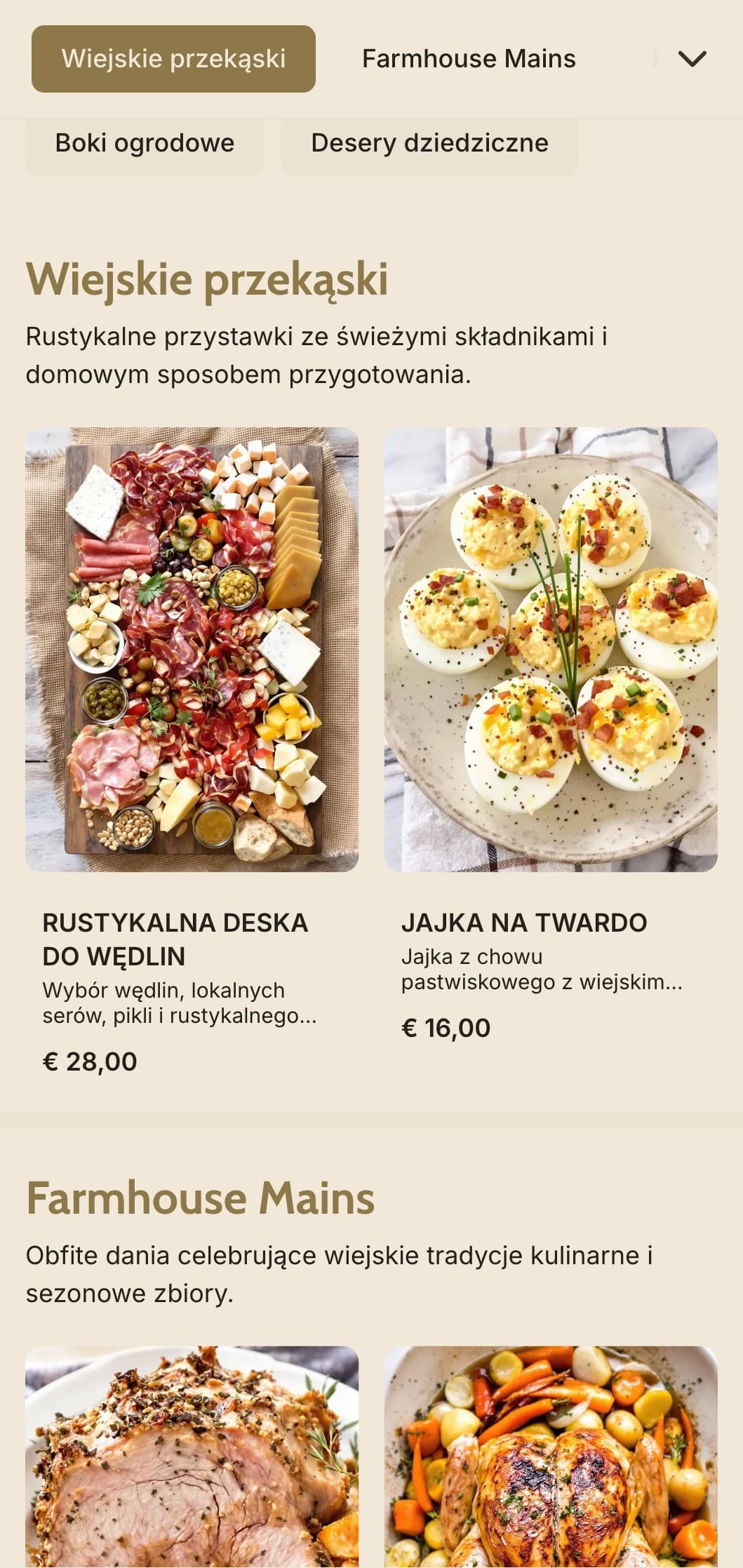 Zdrowy catering od gospodarstwa do stołu z lokalnymi sezonowymi składnikami, rodzinną obsługą i wiejskim urokiem na wiejskie uroczystości.