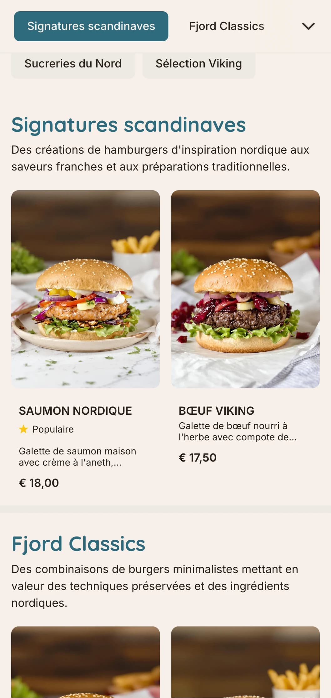 Concept de burger minimaliste d'inspiration scandinave aux lignes épurées et au design fonctionnel.