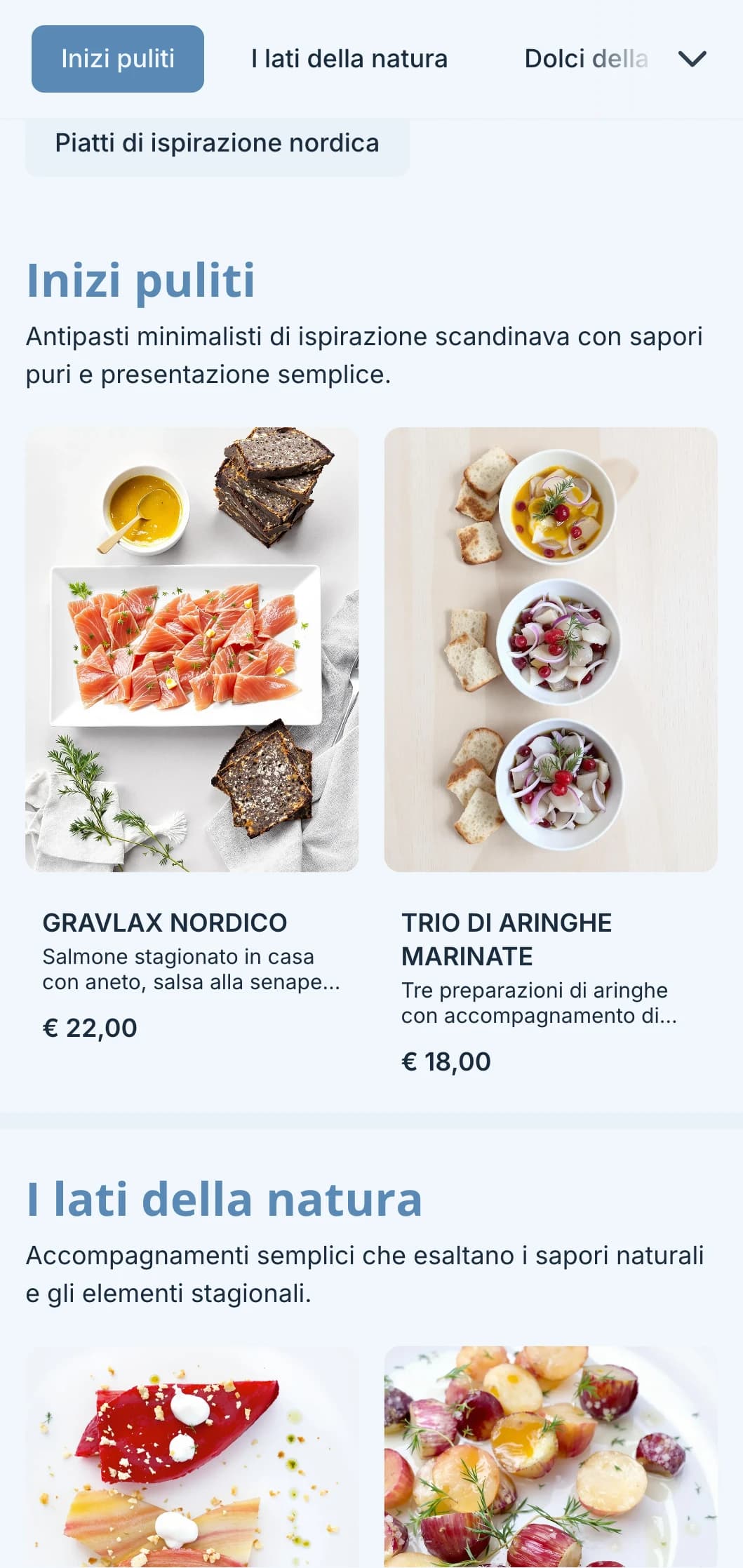 Catering pulito di ispirazione scandinava con design minimalista, elementi fermentati e presentazione ispirata alla natura per eventi moderni.