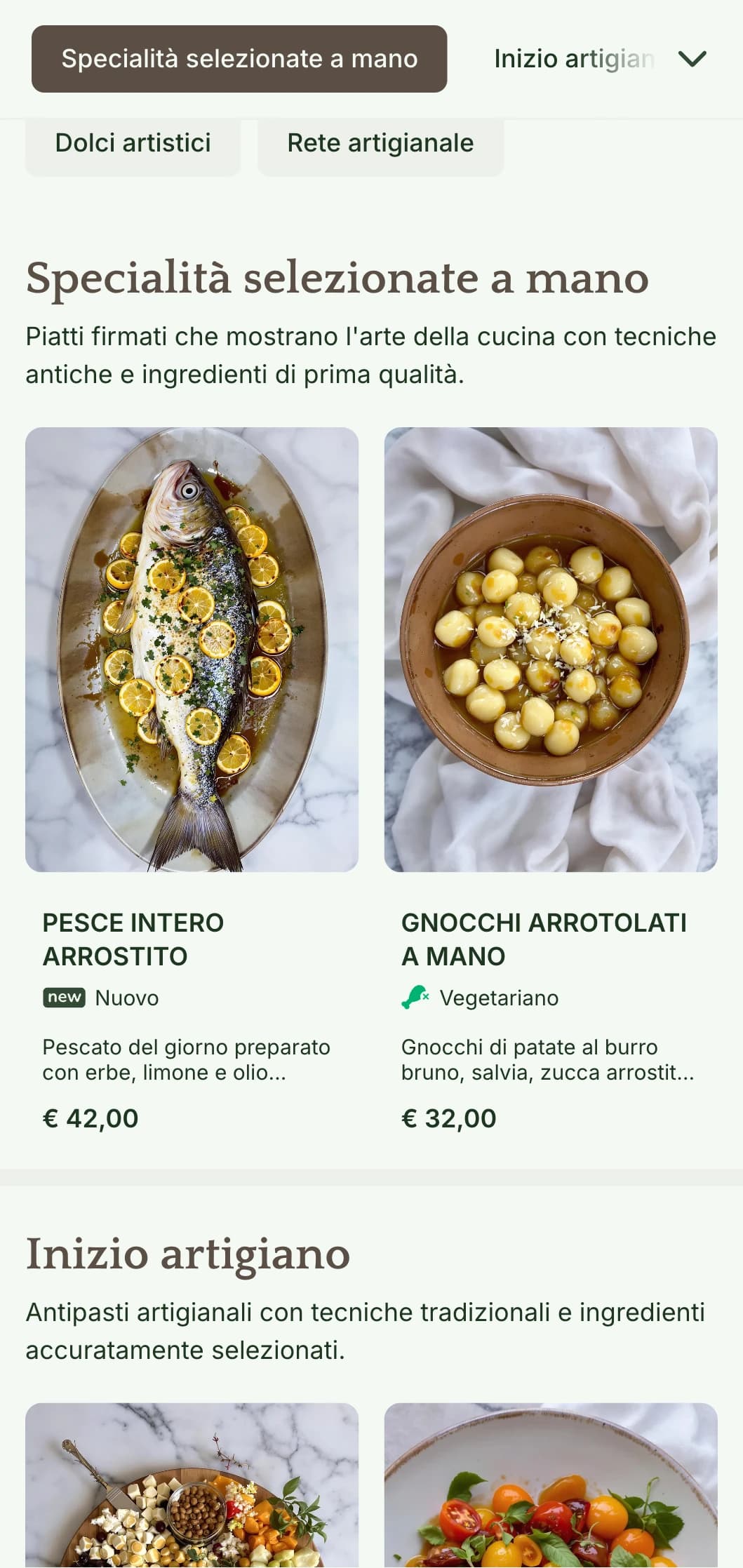 Un menu per la cena caldo e artigianale, caratterizzato da elementi di design ispirati all'artigianato e da toni terrosi, perfetto per i ristoranti che puntano sulla cucina artigianale.
