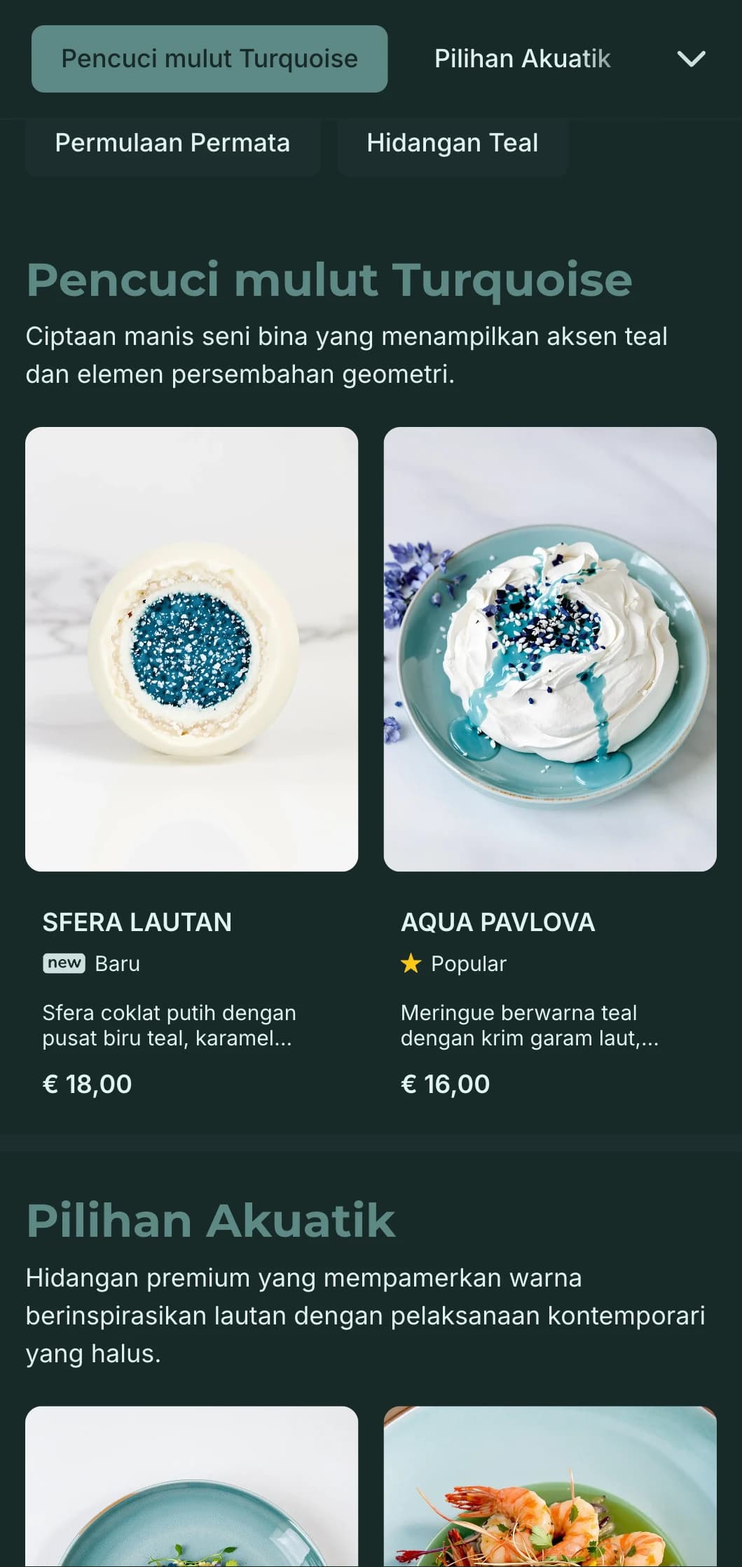 Konsep moden yang canggih menampilkan rona teal yang kaya dan elemen mewah kontemporari.