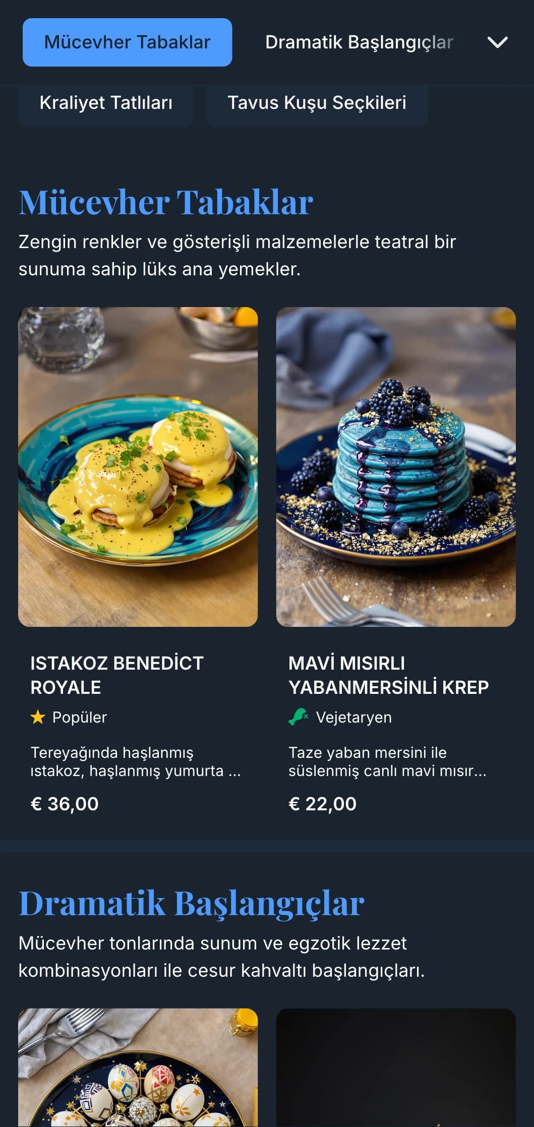 Lüks kafeler ve özel gün brunchları için uygun, zarif detaylara sahip zengin, mücevher tonlarında brunch şablonu.