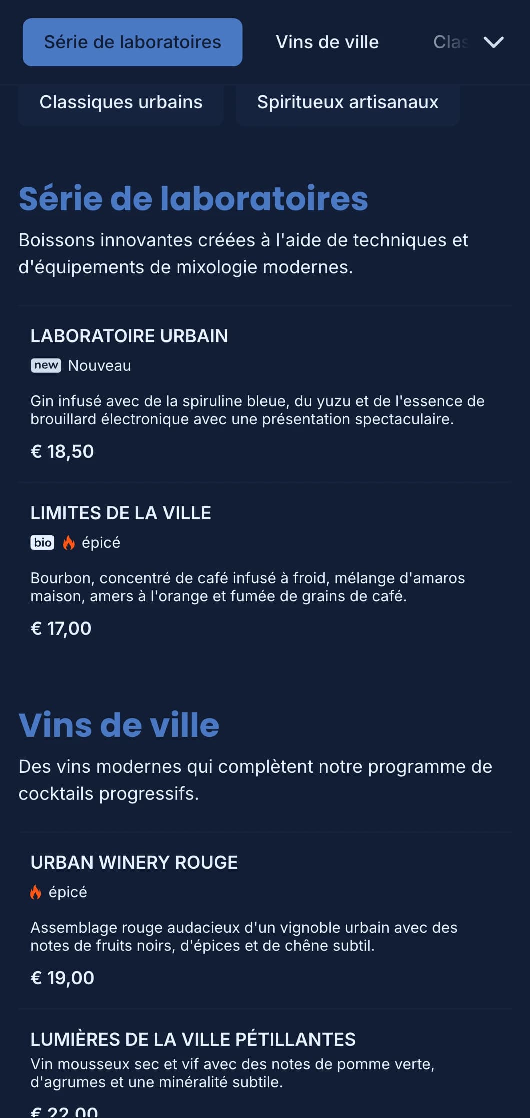 Design bleu épuré et structuré avec des motifs géométriques pour les bars urbains modernes.