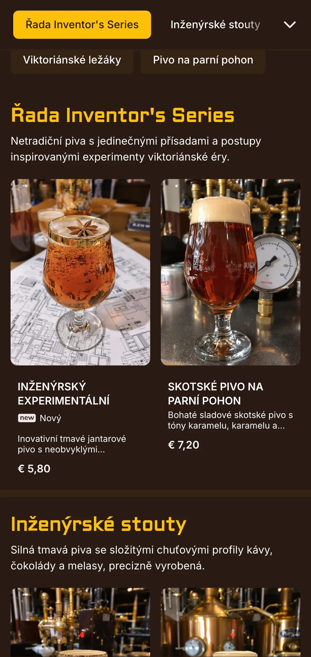Viktoriánsko-průmyslová fúze s mosaznými akcenty a mechanickou estetikou, ideální pro tematické pivovary s charakterem.