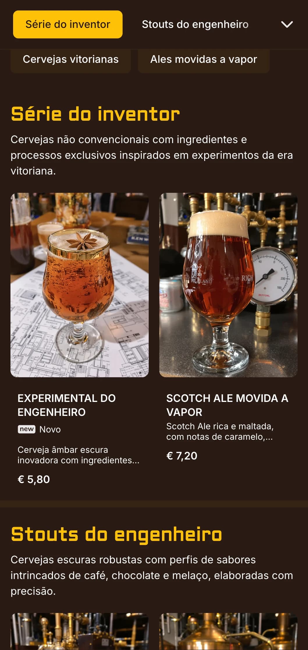Fusão vitoriana-industrial com detalhes em latão e estética mecânica, perfeita para cervejarias temáticas com personalidade.