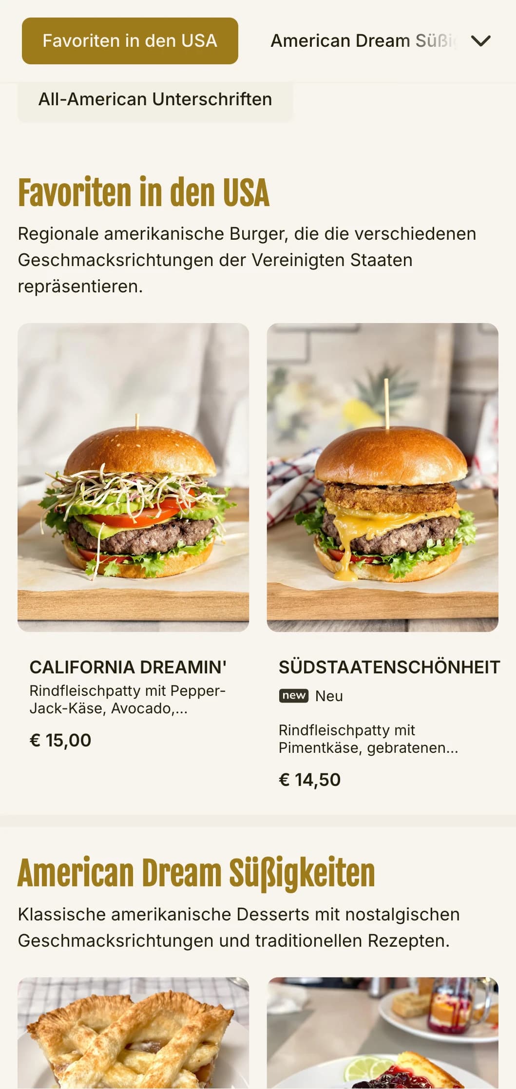 Klassischer amerikanischer Burgerladen mit rot-weiß-blauen Akzenten und nostalgischen Diner-Elementen.