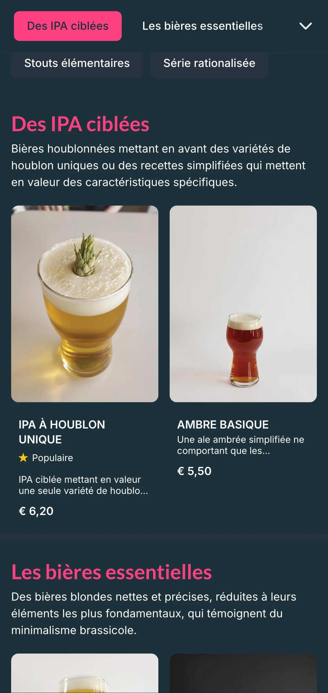 Un design propre et épuré avec beaucoup d'espace blanc et une typographie essentielle, idéal pour les microbrasseries modernes qui misent sur la simplicité.