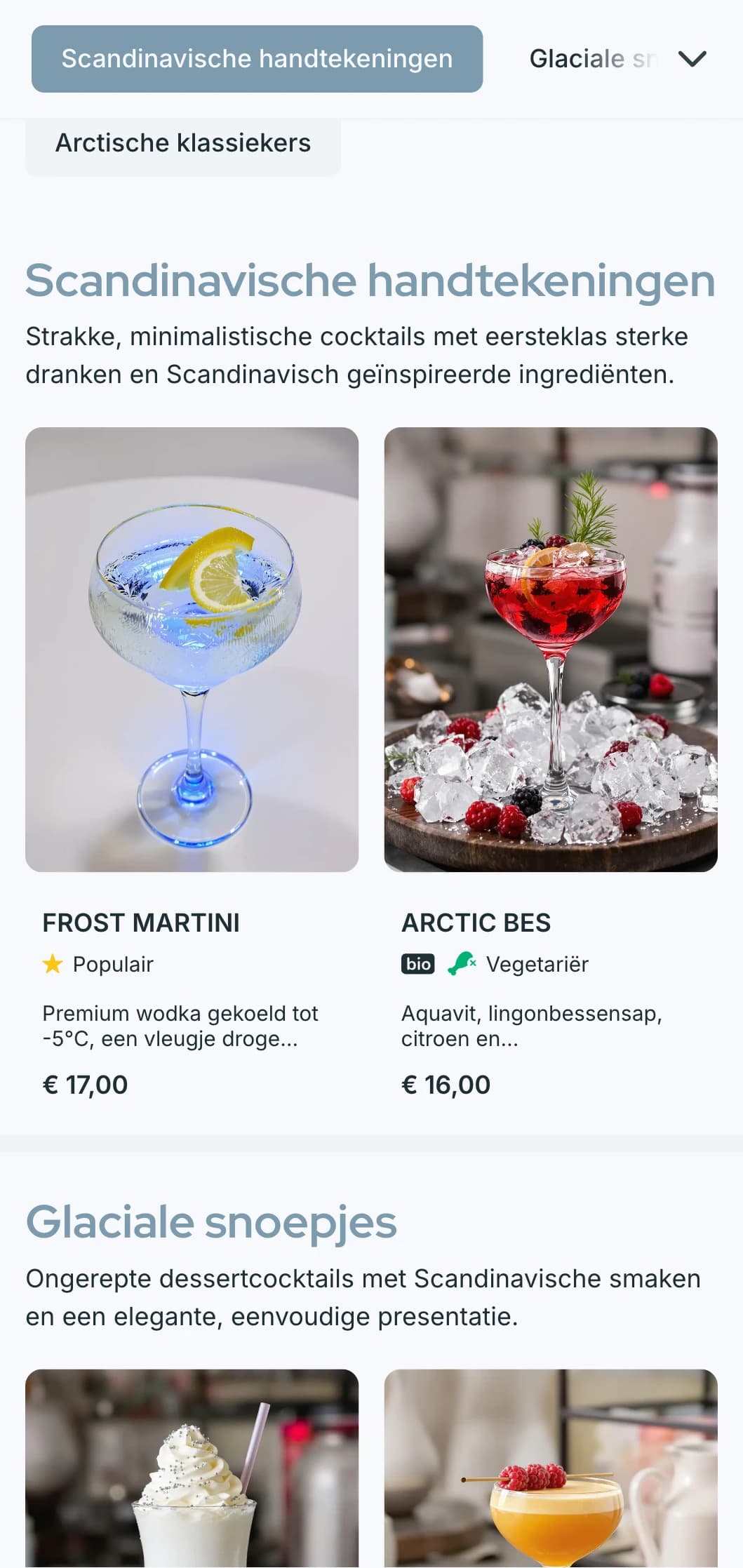 Een strak, Scandinavisch geïnspireerd ontwerp voor eigentijdse bars en lounges met minimalistische typografie en koele blauwe tinten.