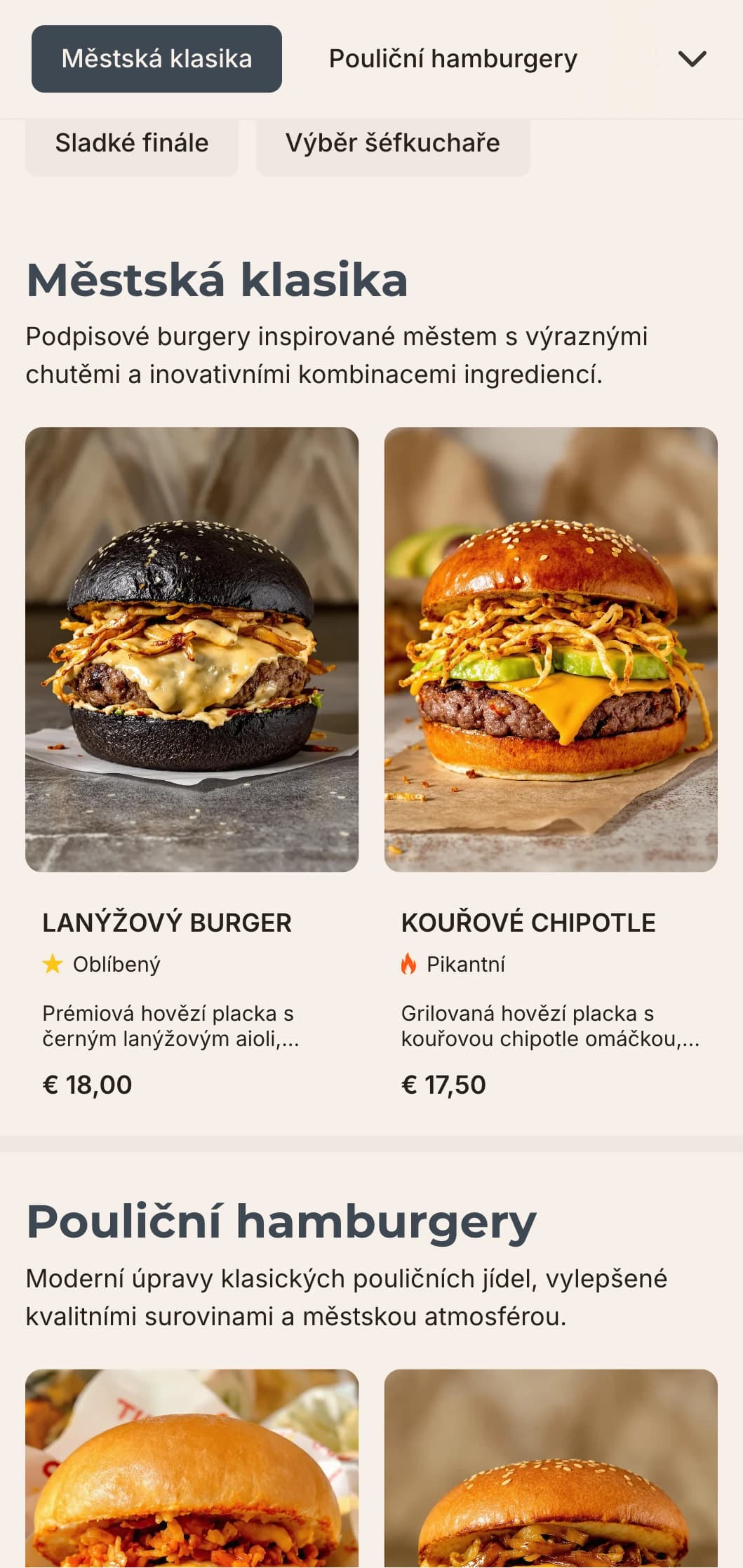Elegantní design současného burger baru s minimalistickou typografií a prvky inspirovanými průmyslem pro městské milovníky jídla.