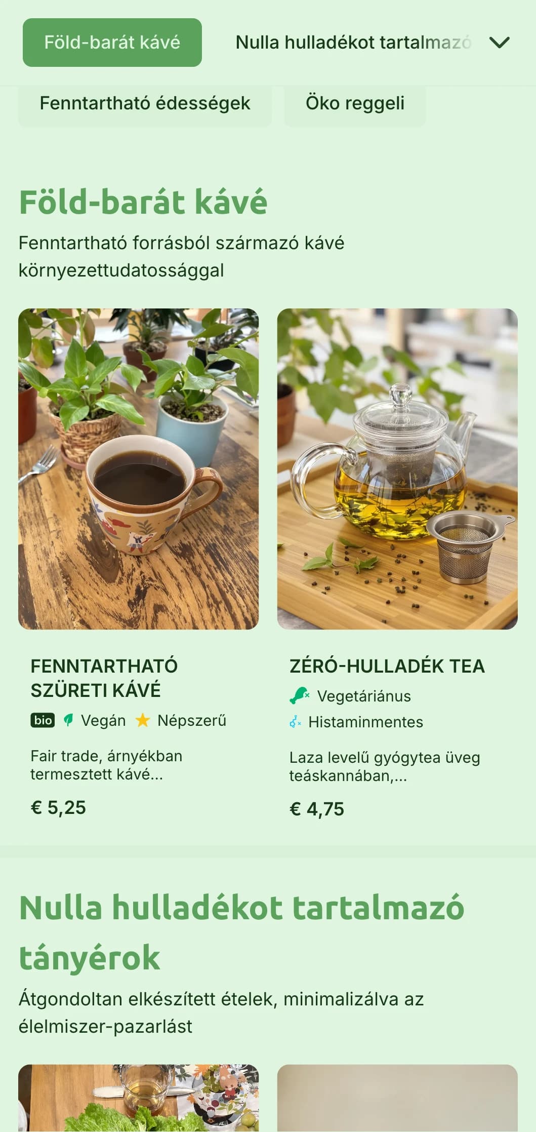 Földhözragadt zöld design, amely kiemeli a bio-alapanyagokat a farmtól az asztalig kávézók és öko-éttermek számára.