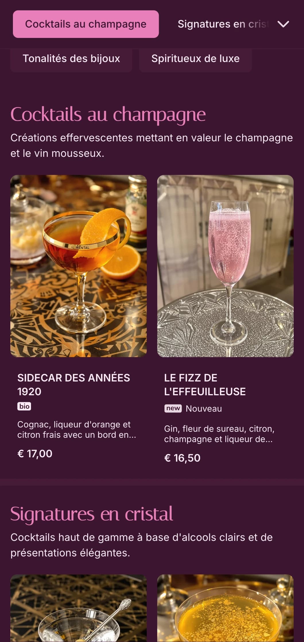 Un design sophistiqué inspiré du rose et du cristal pour les destinations de cocktails haut de gamme.