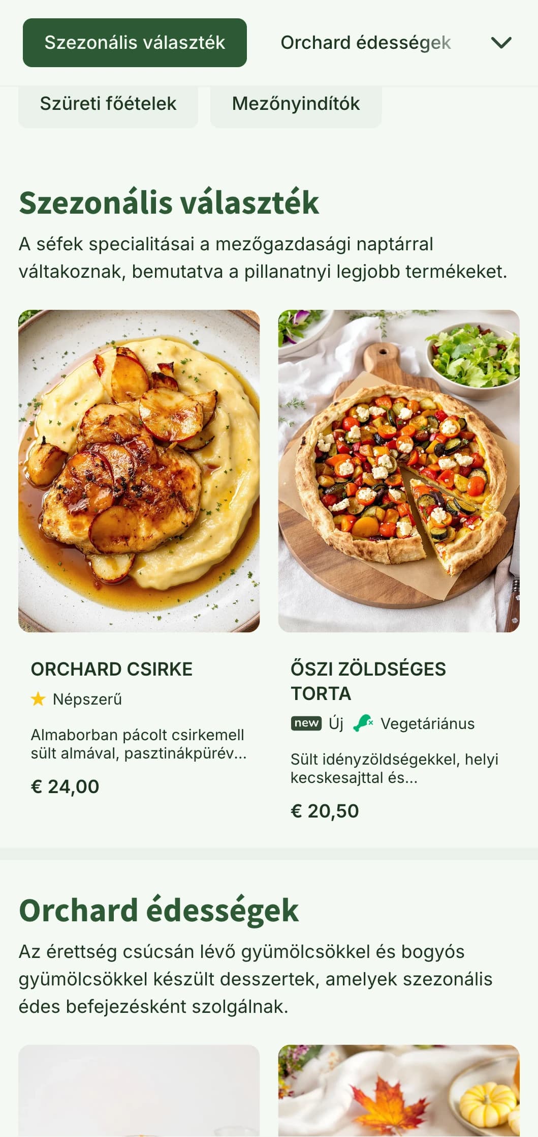 Szezonális, szüreti témájú ebédmenü design meleg őszi tónusokkal és mezőgazdasági elemekkel, tökéletes a farmtól az asztalig éttermek és vidéki éttermek számára.