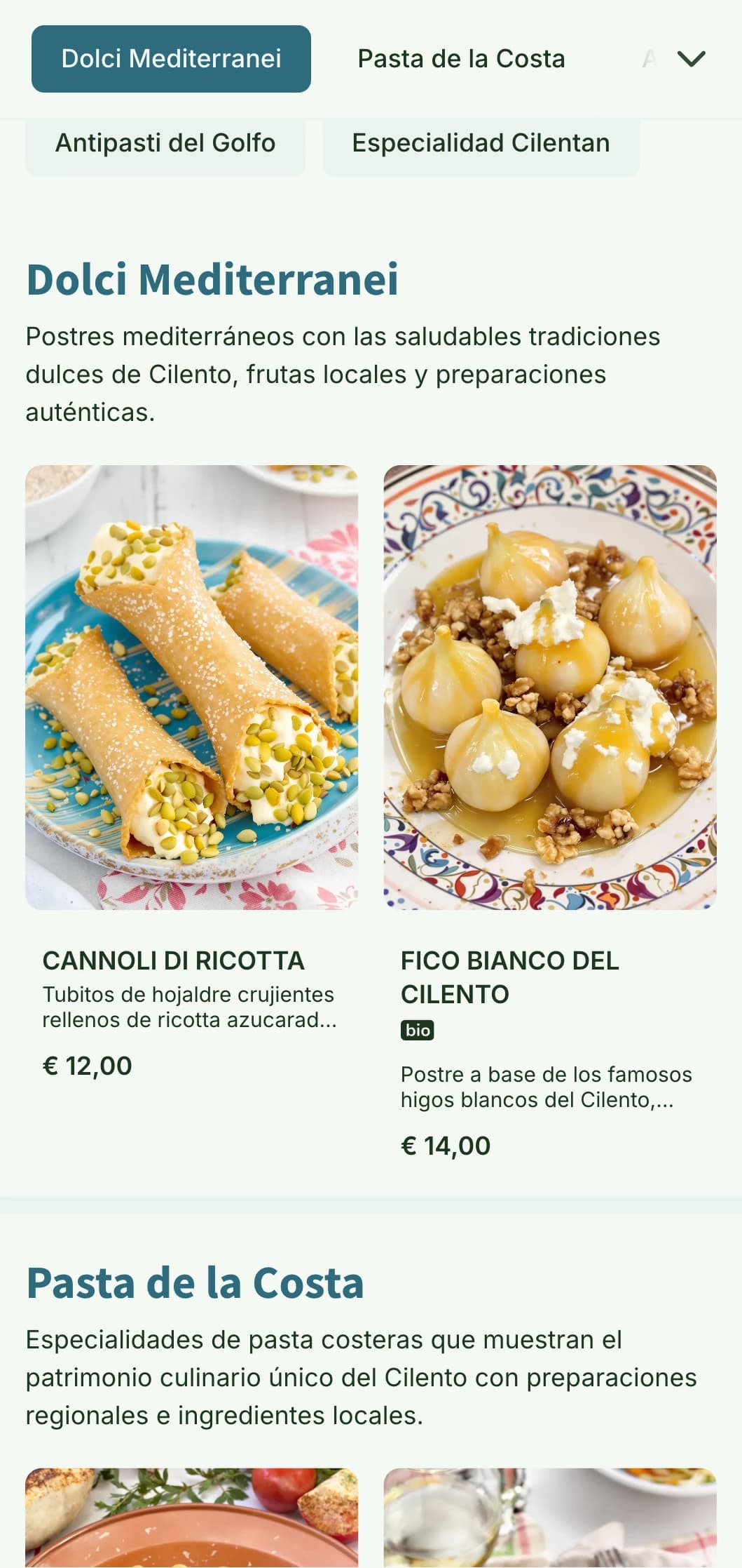 Diseño de inspiración mediterránea que celebra las tradiciones culinarias conservadas de la costa del Cilento de Campania.