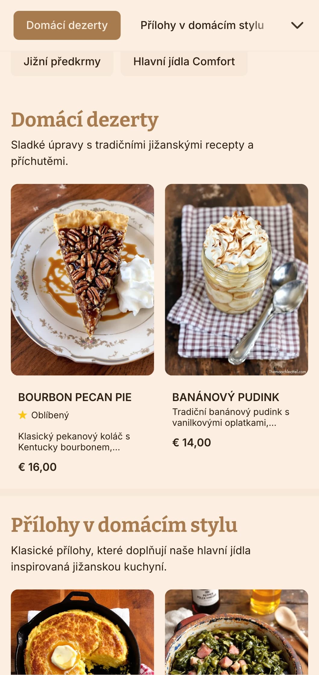Hřejivý catering v jižanském stylu s klasickými pokrmy, velkorysými porcemi a domácím stylem pro rodinná setkání a neformální akce.