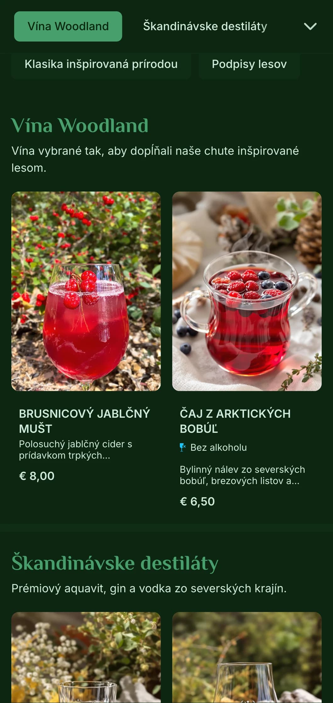 Sýtozelený dizajn inšpirovaný škandinávskymi lesmi pre bary s prírodnou tematikou.
