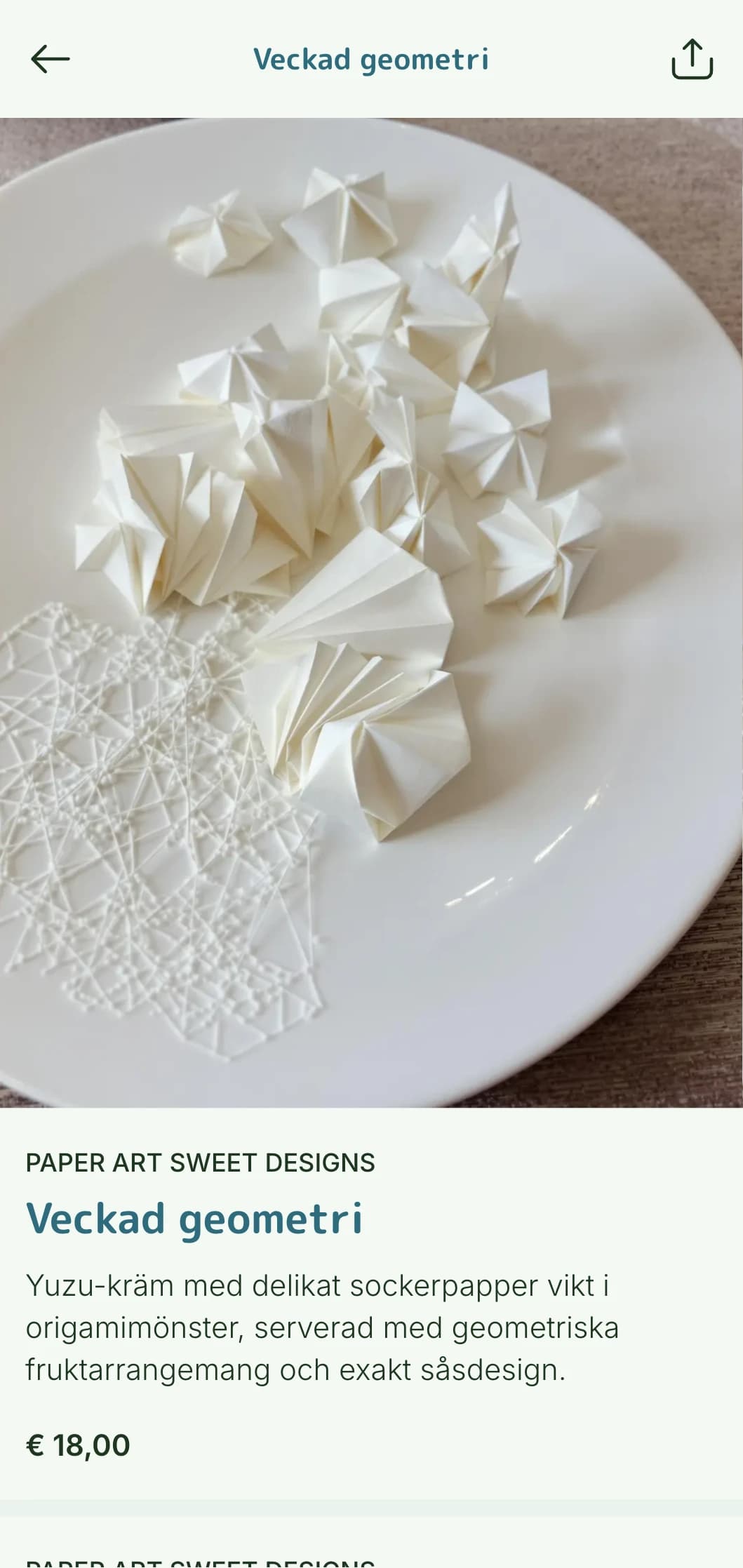 Kreativ sushimeny inspirerad av japansk pappersvikningskonst, med geometriska mönster och rena linjer.