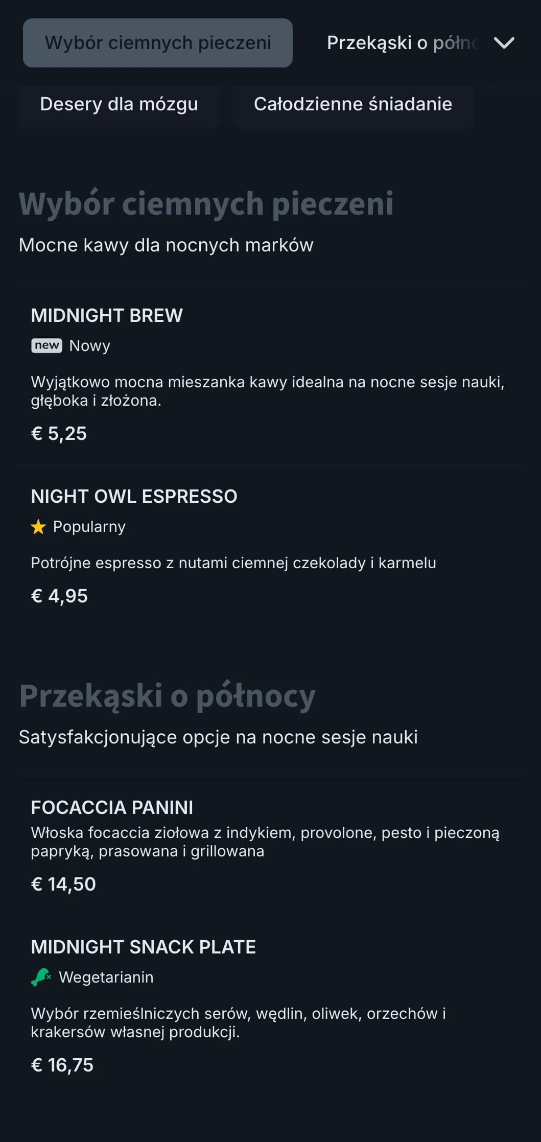 Głębokie odcienie niebieskiego i szarości do kawiarni i całodobowych kawiarni.
