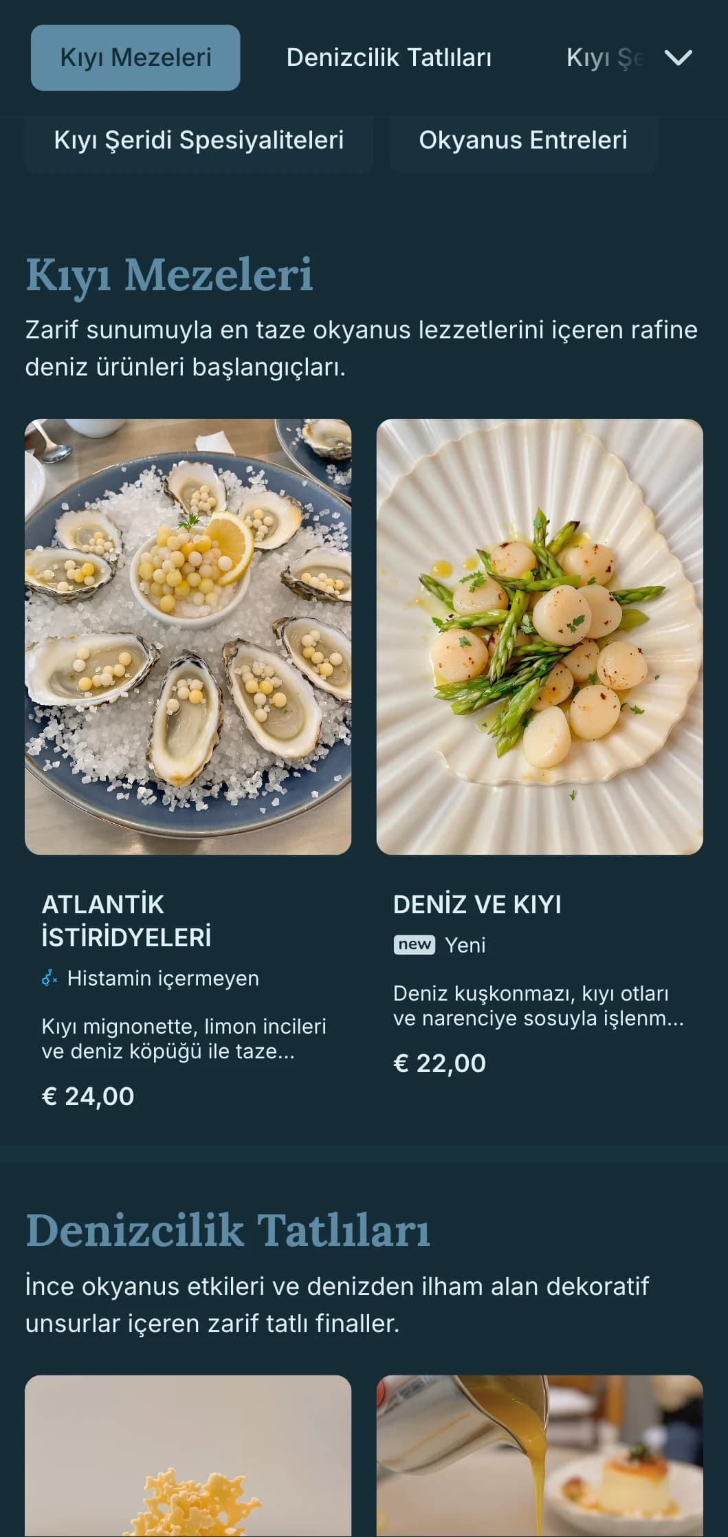 Denizcilik esintilerini rafine yemek estetiğiyle birleştiren sofistike kıyı şıklığı.