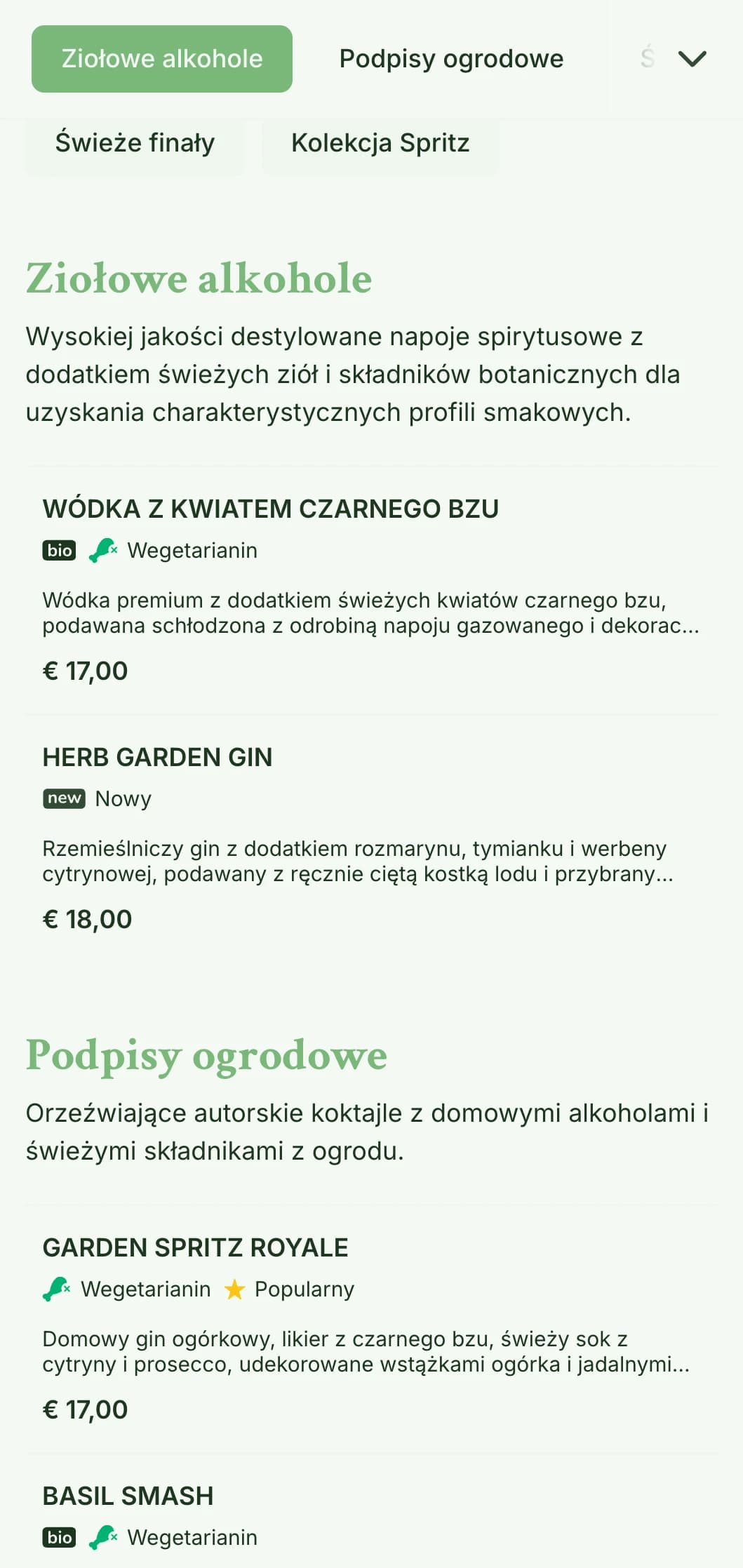 Świeży, inspirowany ogrodem projekt dla barów specjalizujących się w spritzach i świeżych koktajlach botanicznych z lekką, przewiewną typografią.
