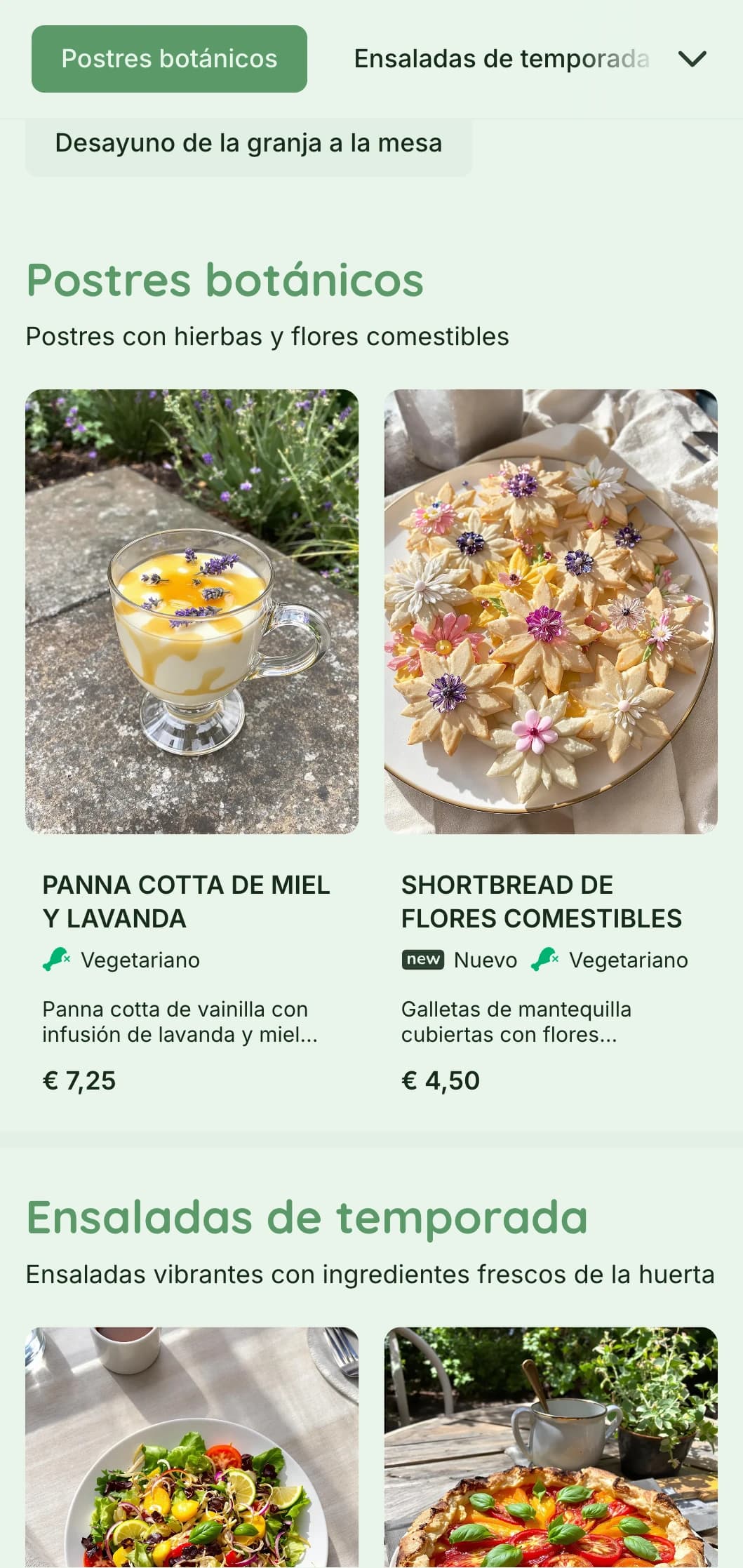 Diseño verde vibrante con elementos botánicos para cafeterías de jardín y restaurantes ecológicos.
