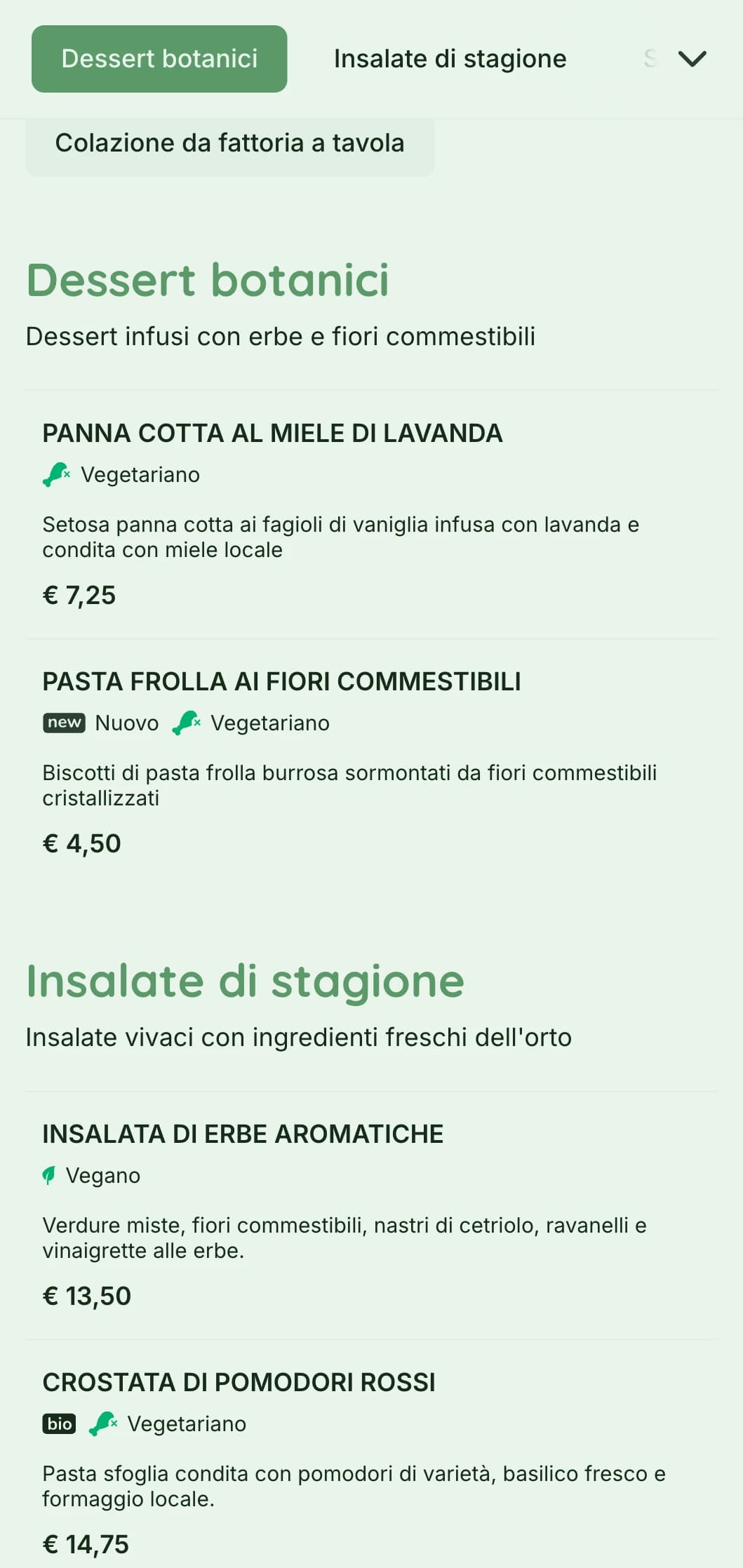 Design verde vibrante con elementi botanici per caffè in giardino e ristoranti biologici.