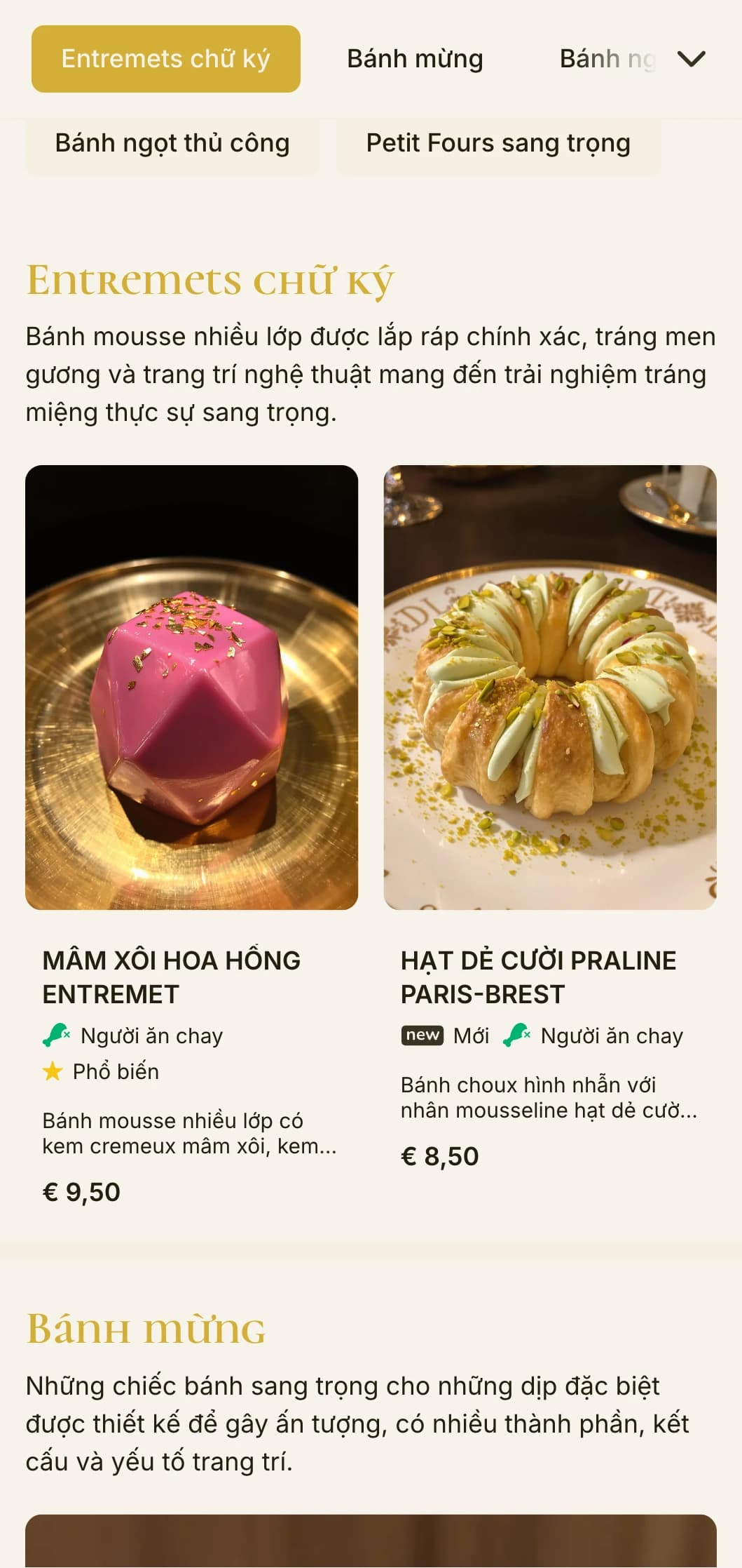 Thiết kế thực đơn bánh mì sang trọng, có điểm nhấn màu vàng với màu sắc phong phú và kiểu chữ tinh tế, lý tưởng cho các tiệm bánh ngọt cao cấp và cửa hàng tráng miệng sang trọng.