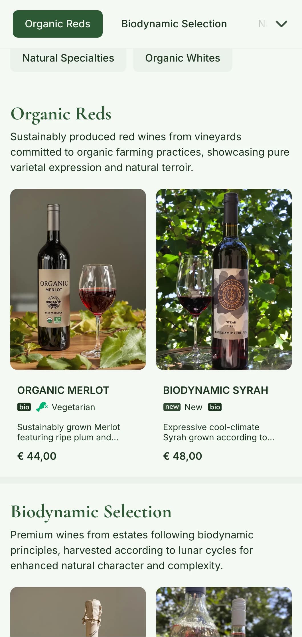 Nature-inspired wine list template featuring earthy tones and botanical elements, perfect for organic wine selections and farm-to-table restaurants.