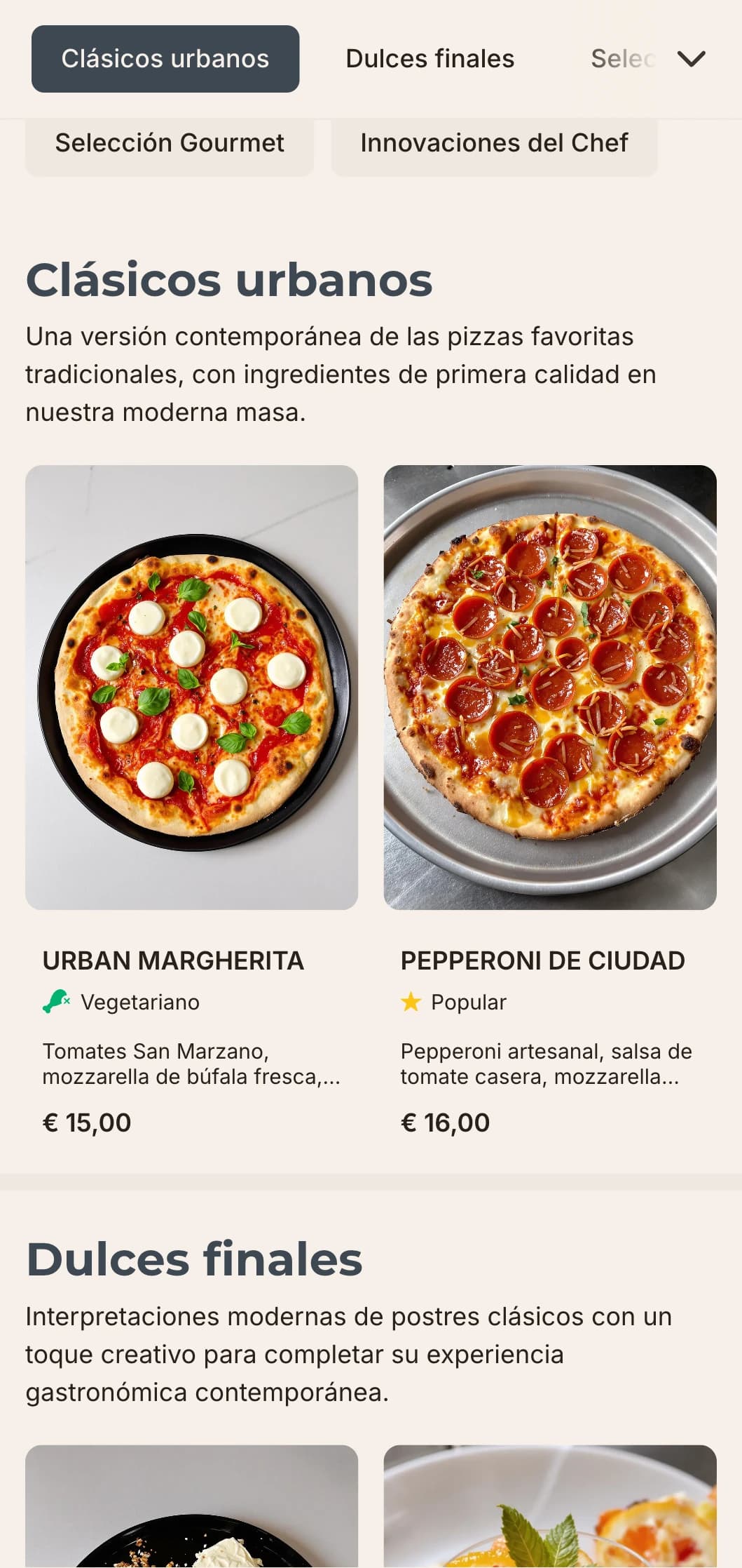 Diseño de menú de pizza contemporáneo con líneas limpias y estética minimalista, ideal para pizzerías urbanas con un enfoque elegante.