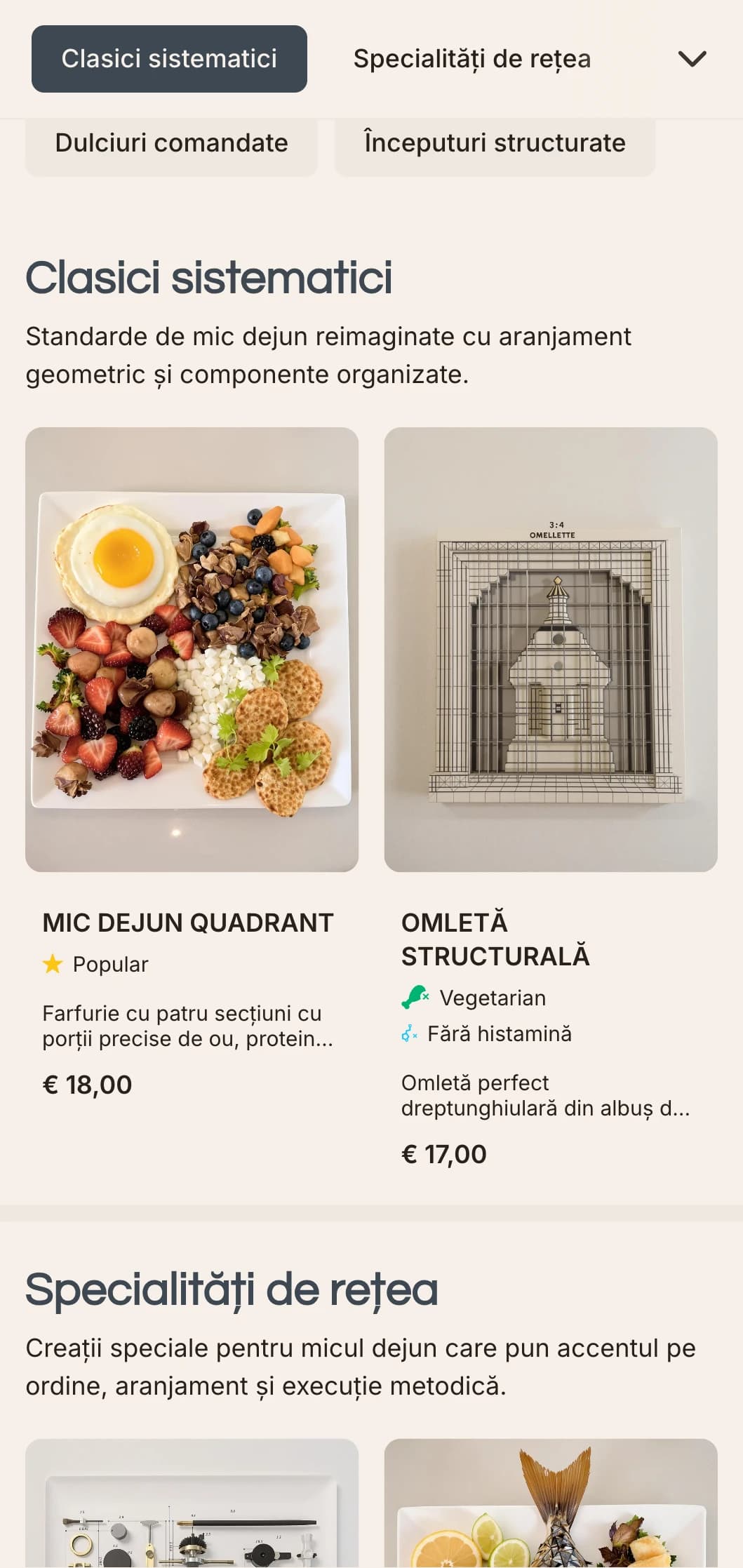 Opțiuni de dimineață aranjate cu precizie, cu prezentare modulară și combinații de arome contemporane.