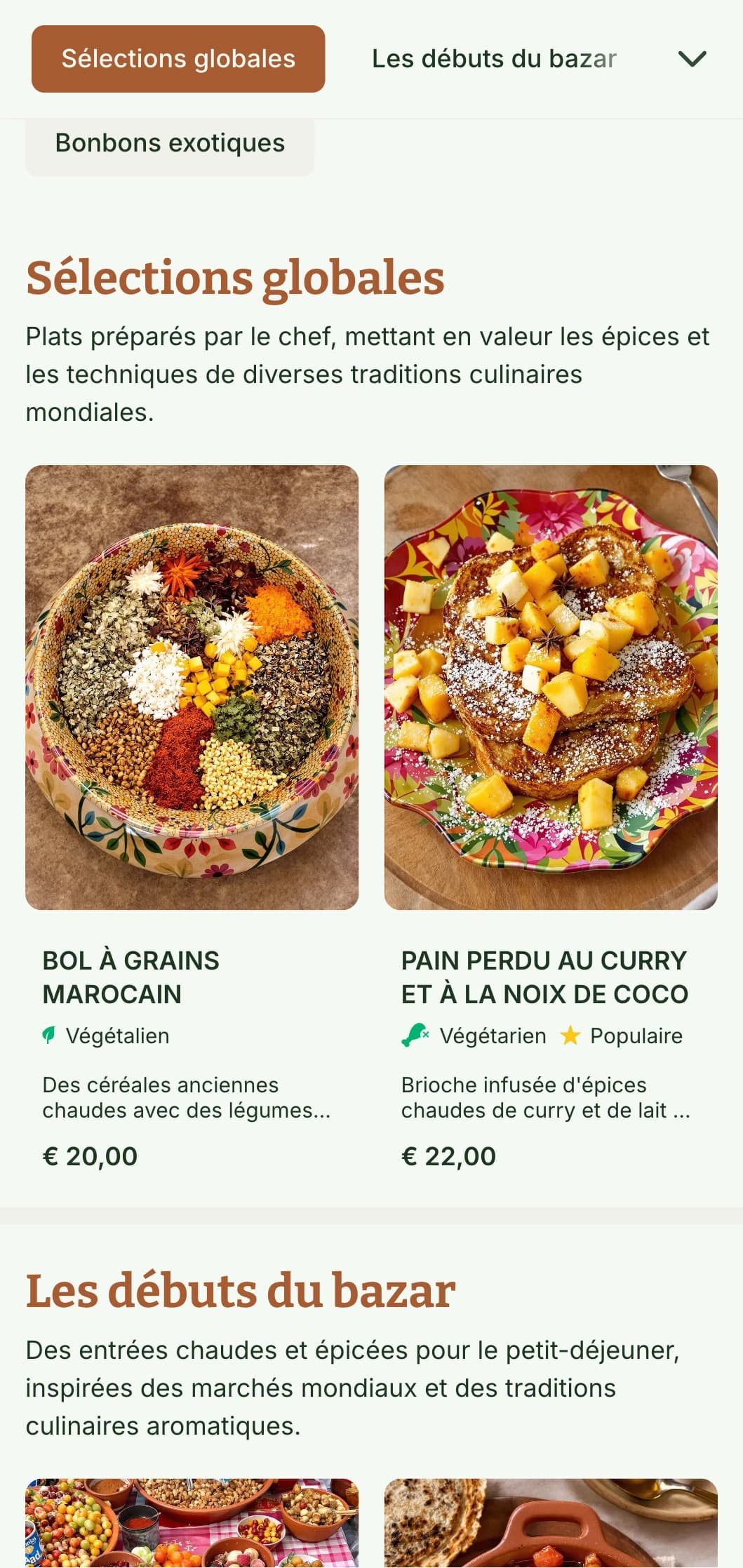 Modèle de brunch chaleureux, inspiré par les épices, avec des couleurs riches, parfait pour les cafés proposant des saveurs de petit-déjeuner du monde entier et des plats épicés.