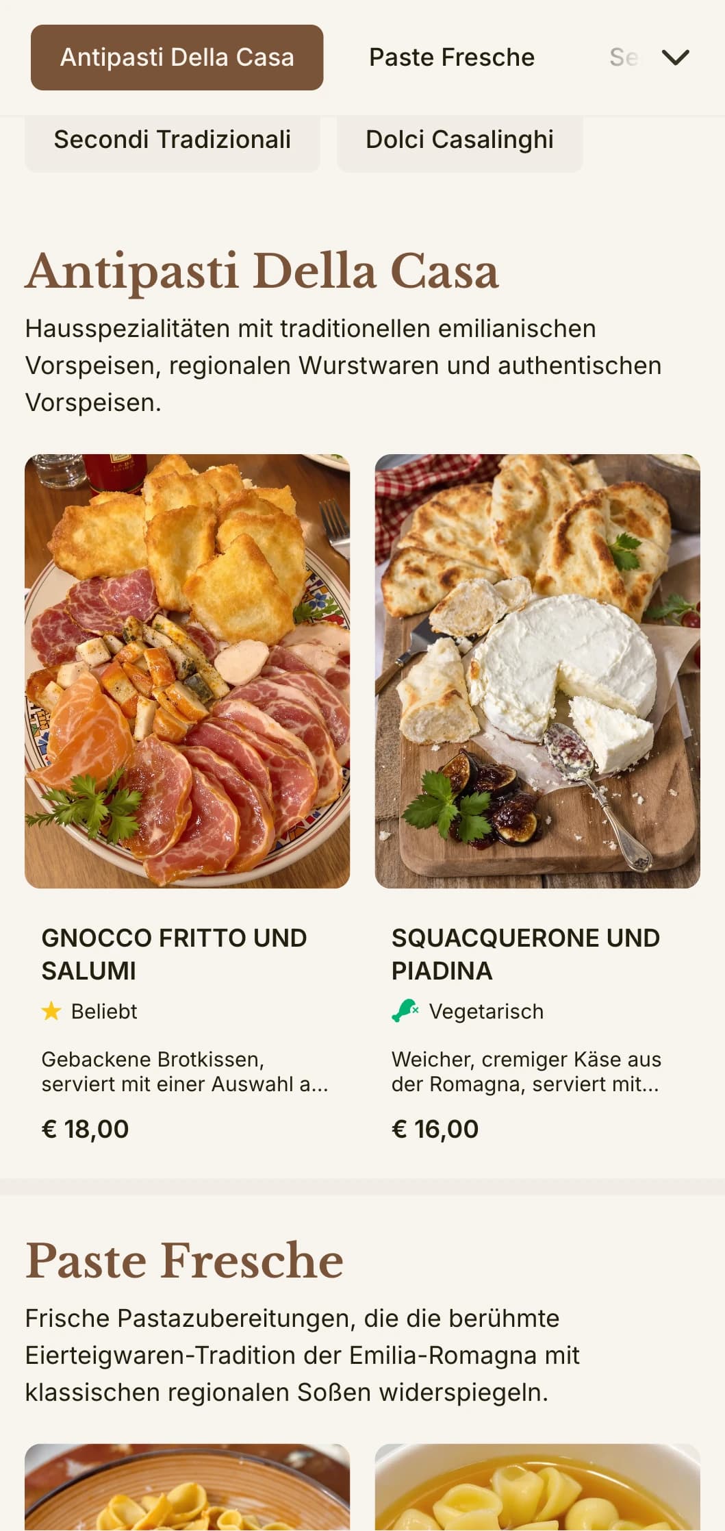 Warmes, traditionelles Design, das das berühmte Erbe der Pastaherstellung in der Emilia-Romagna feiert.