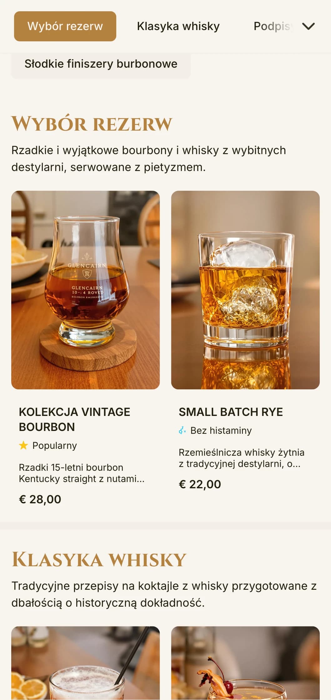 Elegancki, wyrafinowany projekt dla barów burbonowych i salonów whisky z typografią w stylu vintage i ciepłymi bursztynowymi akcentami.