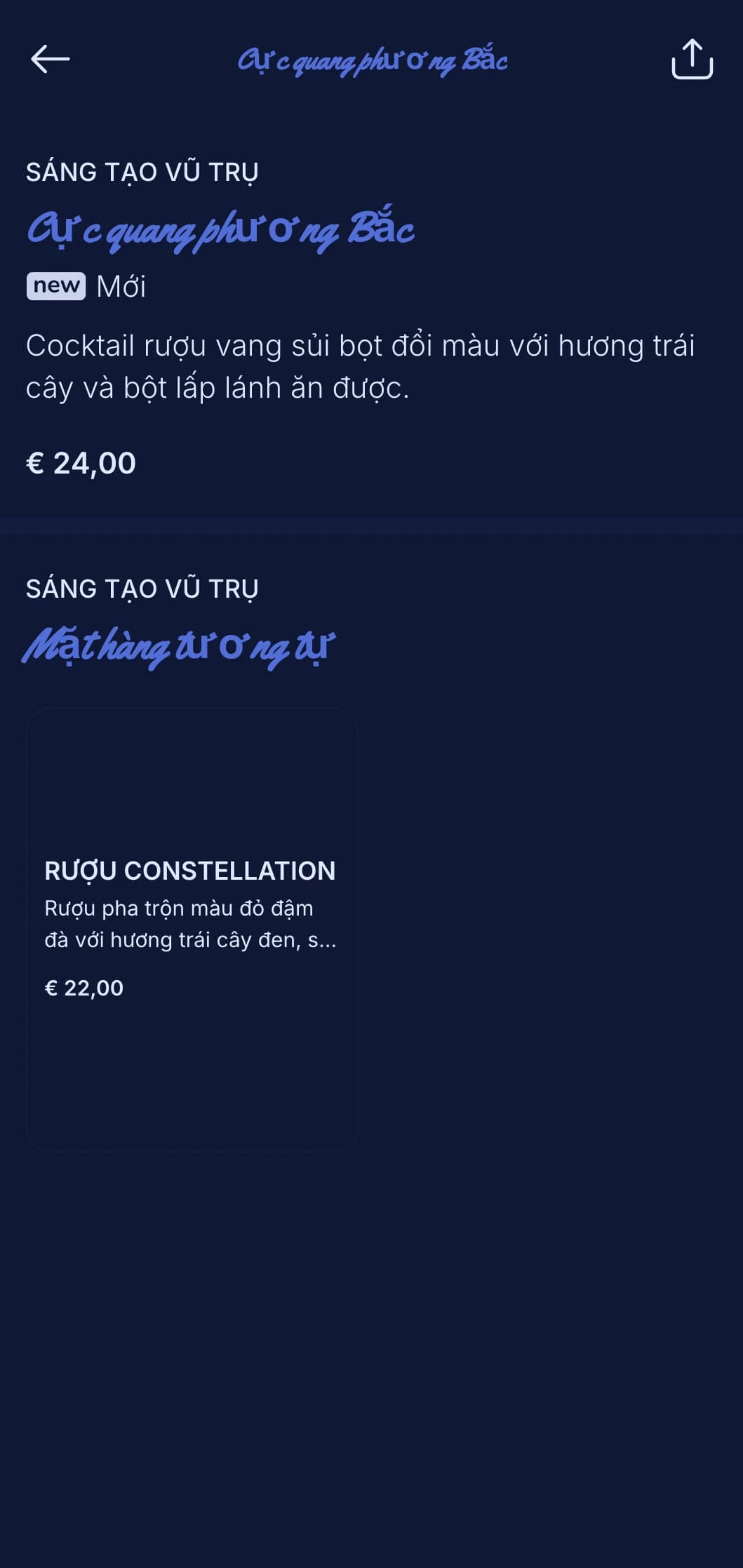 Thiết kế màu xanh mơ màng với các yếu tố đầy sao cho trải nghiệm cocktail trên sân thượng.