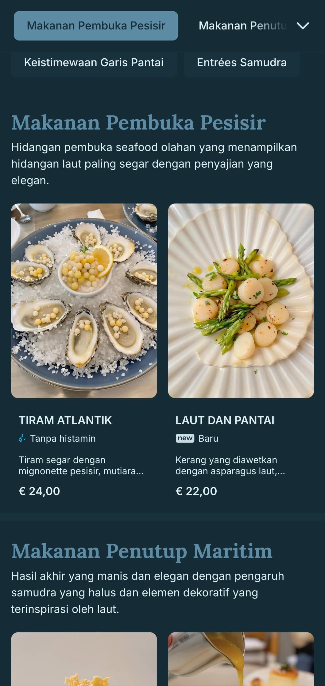 Keanggunan pesisir yang canggih memadukan pengaruh bahari dengan estetika bersantap yang mewah.
