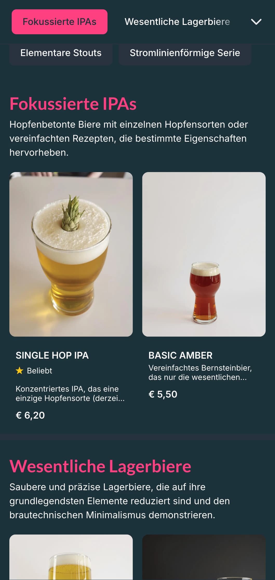 Ein klares und übersichtliches Design mit viel Weißraum und essenzieller Typografie, ideal für moderne Kleinbrauereien, die auf Einfachheit setzen.