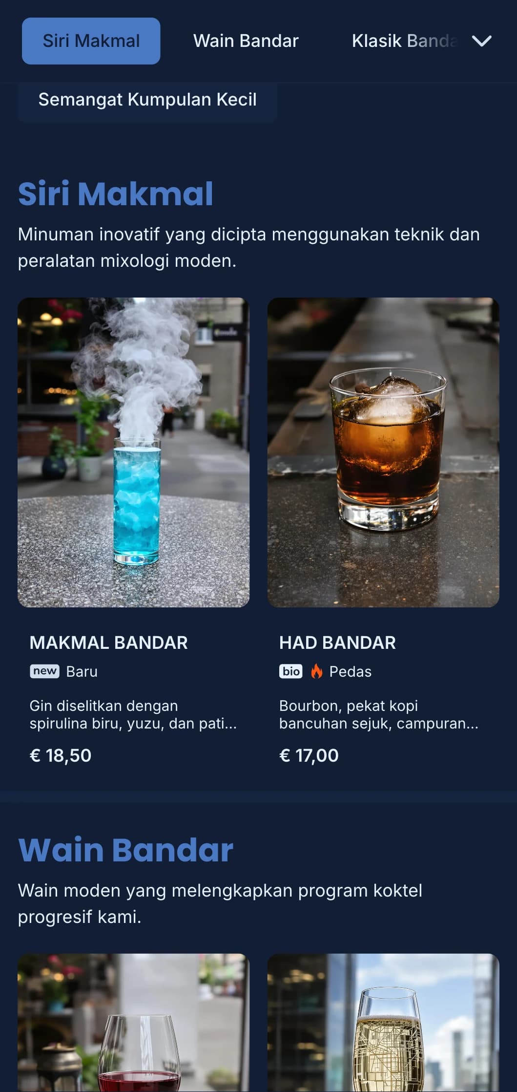 Reka bentuk biru bersih dan berstruktur dengan corak geometri untuk bar bandar moden.
