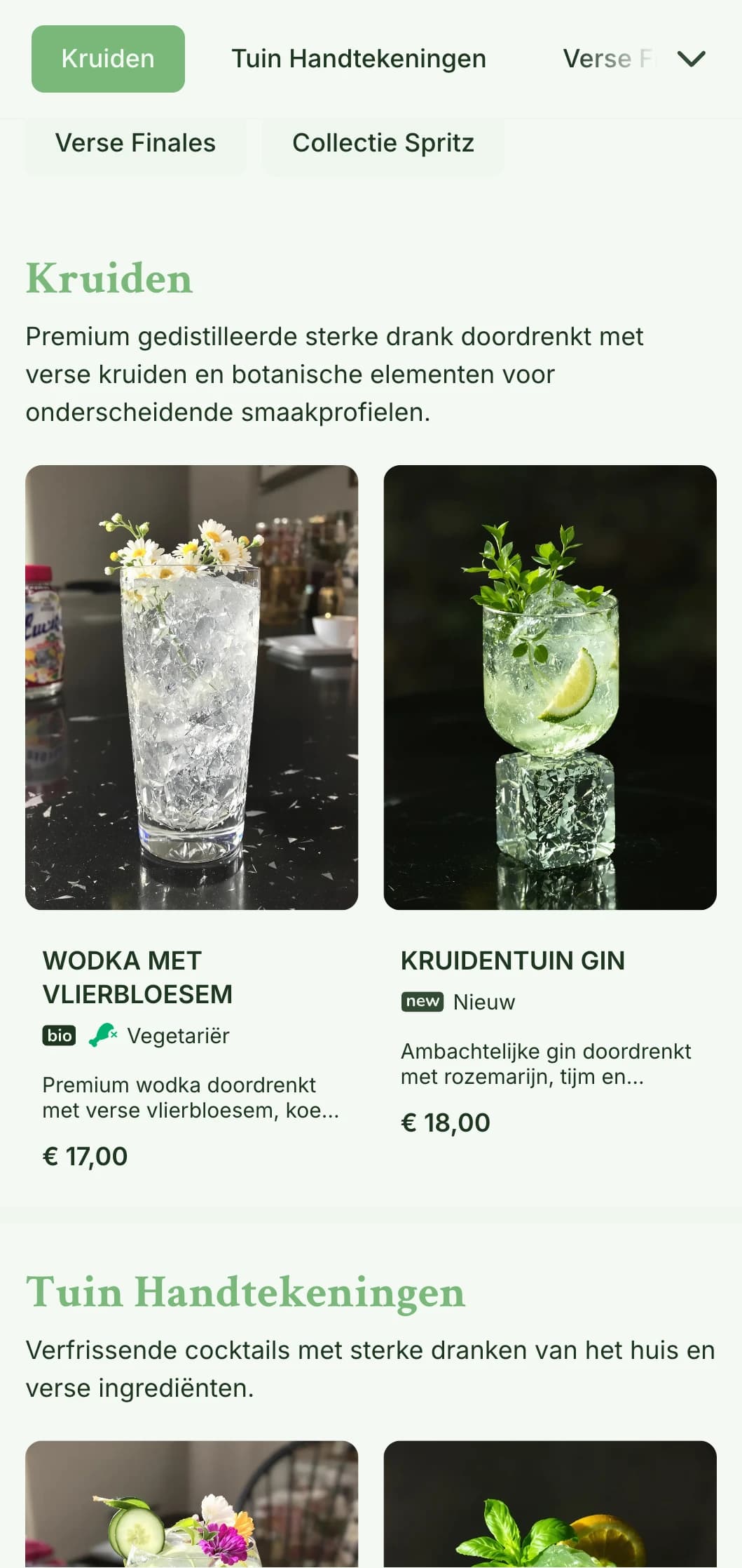 Een fris, op de tuin geïnspireerd ontwerp voor bars die gespecialiseerd zijn in spritzers en frisse botanische cocktails met lichte, luchtige typografie.