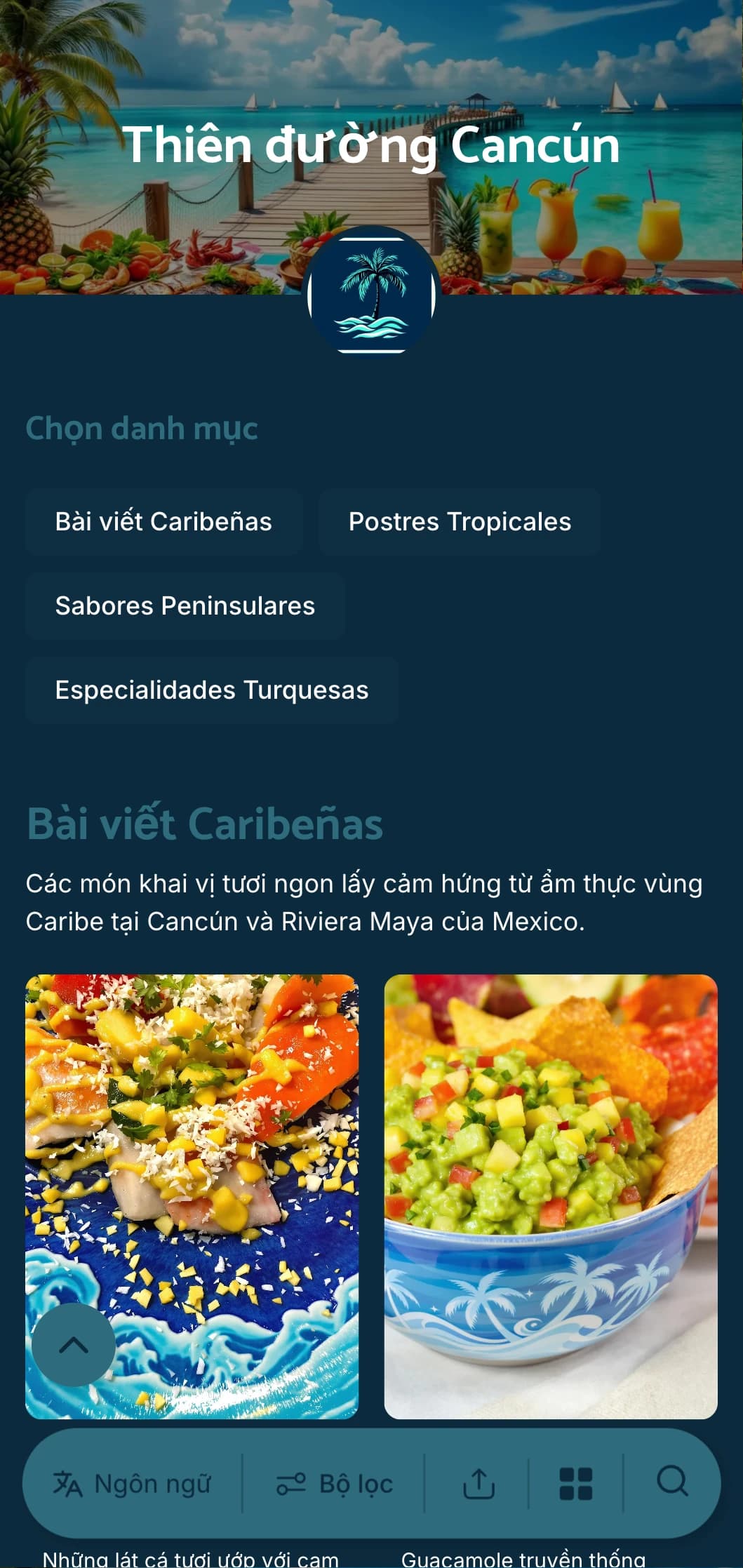 Thực đơn nghỉ dưỡng tươi mát và hấp dẫn tại Cancún với hương vị nước biển ngọc lam, ẩm thực bãi biển và các món ăn lấy cảm hứng từ kỳ nghỉ.