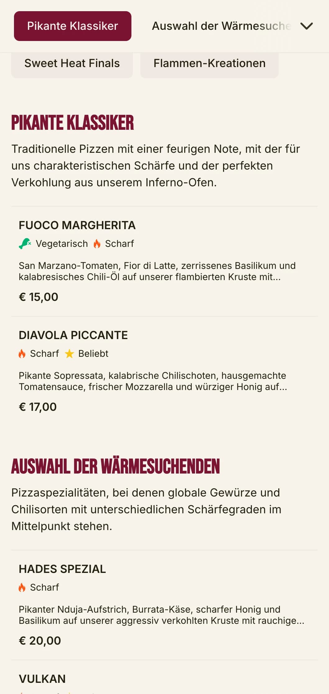 Eine energiegeladene Pizzakarte mit fetter Typografie und leuchtenden Farben für pikante Pizzaspezialisten.