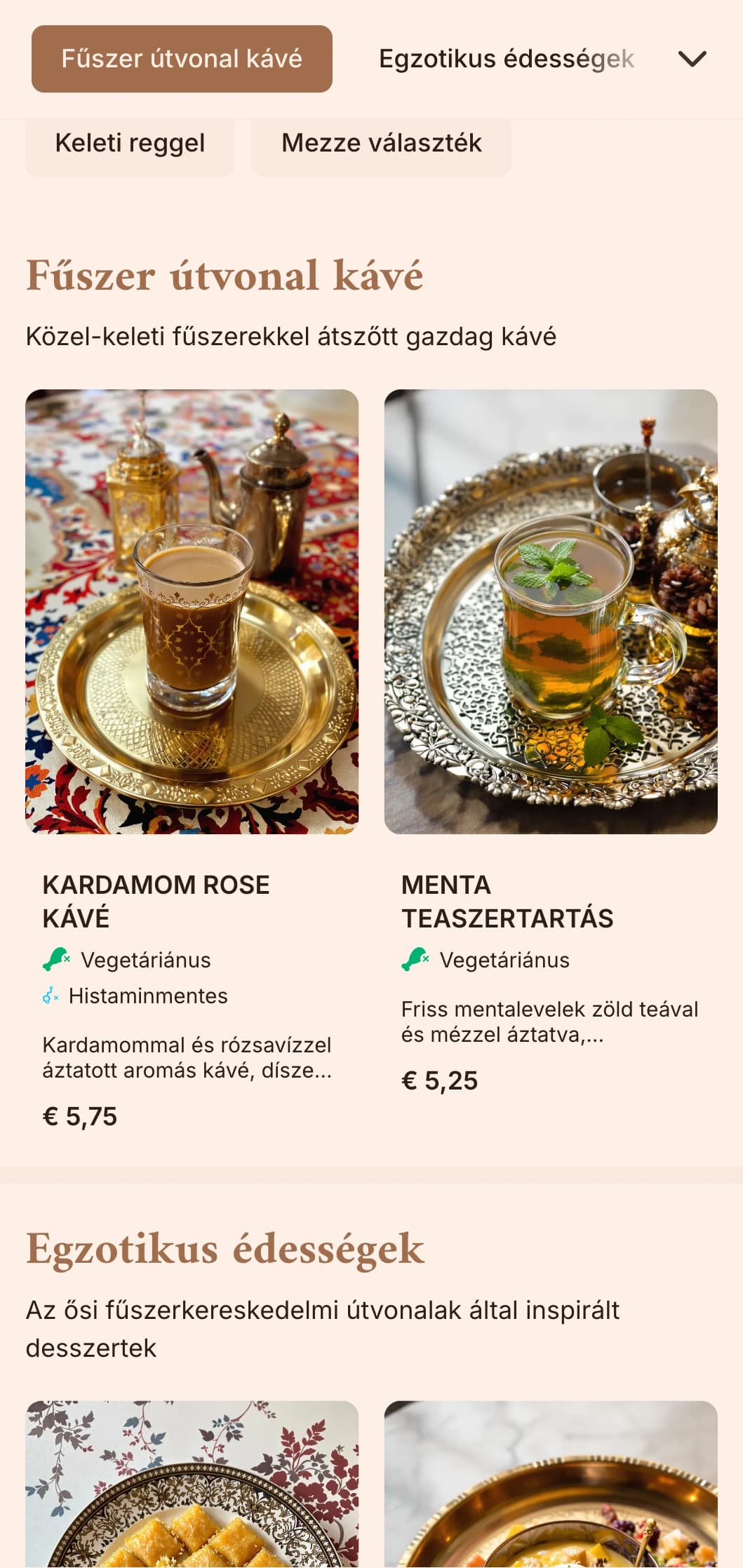 Gazdag barna dizájn közel-keleti elemekkel speciális kávéházak és etnikai kávézók számára.